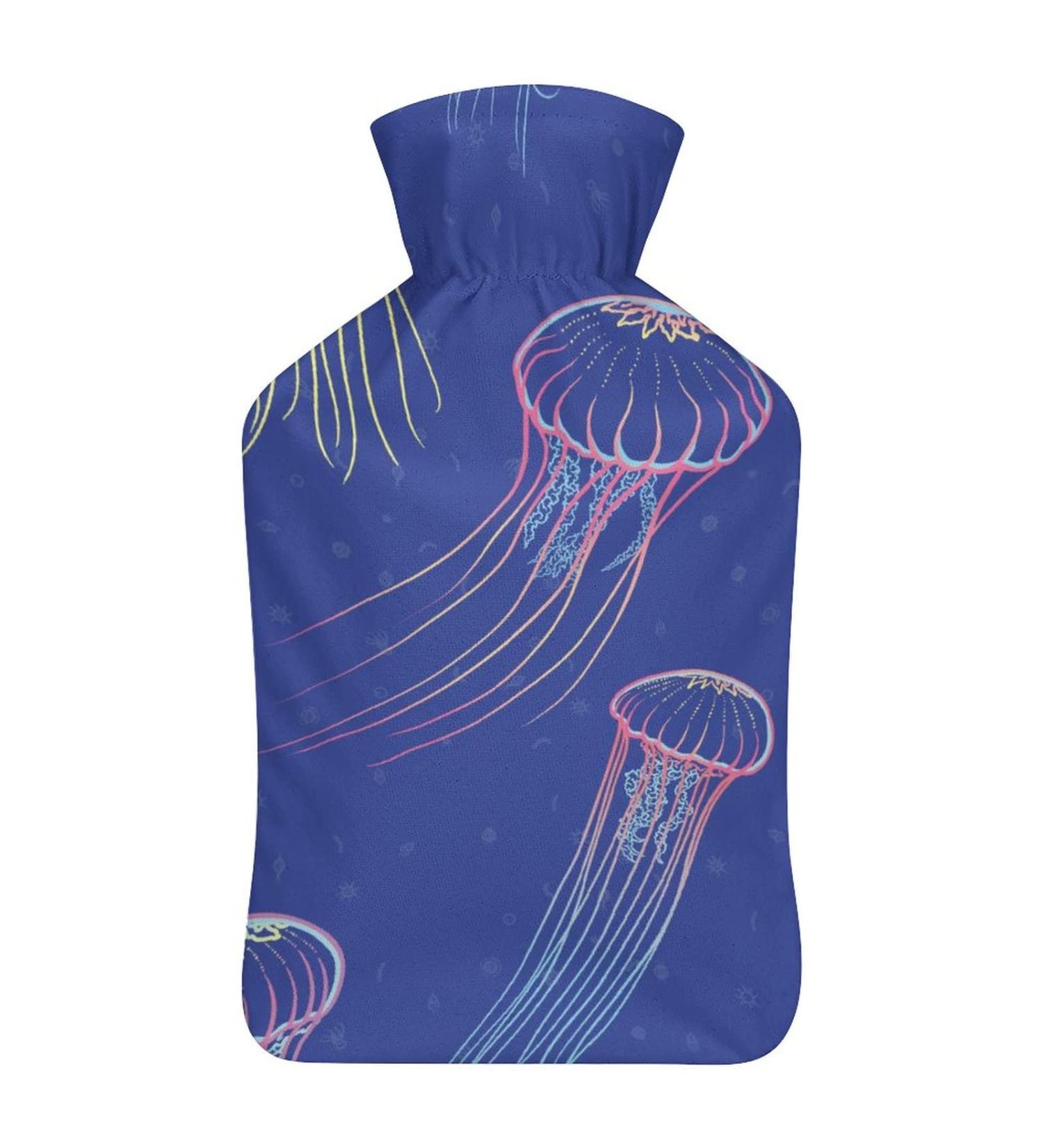 Jellyfish Hot Water Bottle with Plush Cover | Hand Warmer for Adults & Children 26.5x15.3cm - International Shipping - Buy Online on GoSupps.com