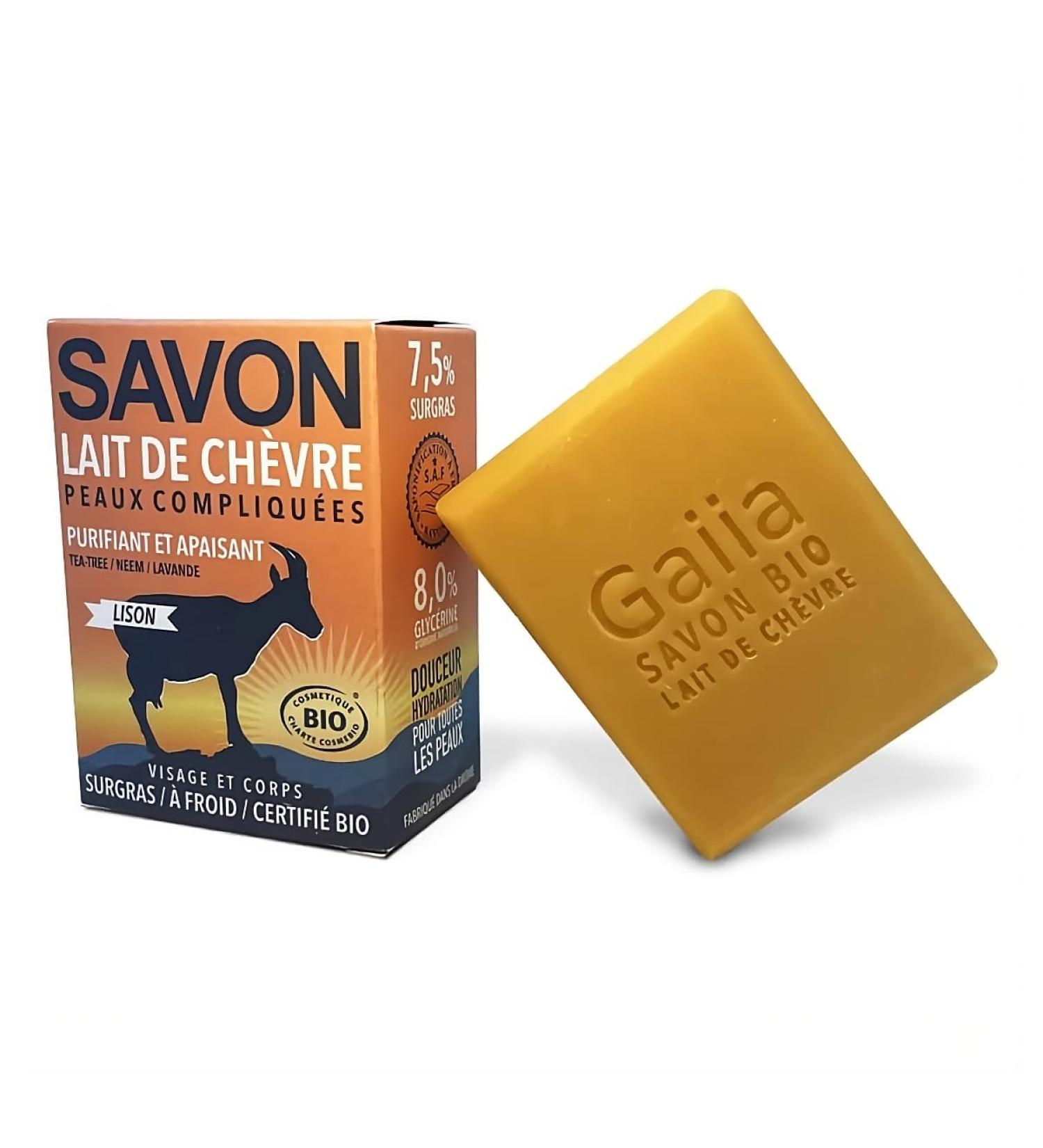 Gaiia Gaiia - Pack of 2 Goat's Milk Soap with Tea Tree Neem Turmeric Lavender for Problem Skin - Superfatted and Glycerin-Enriched - Handcrafted Cold Process Soap - 150g (2)