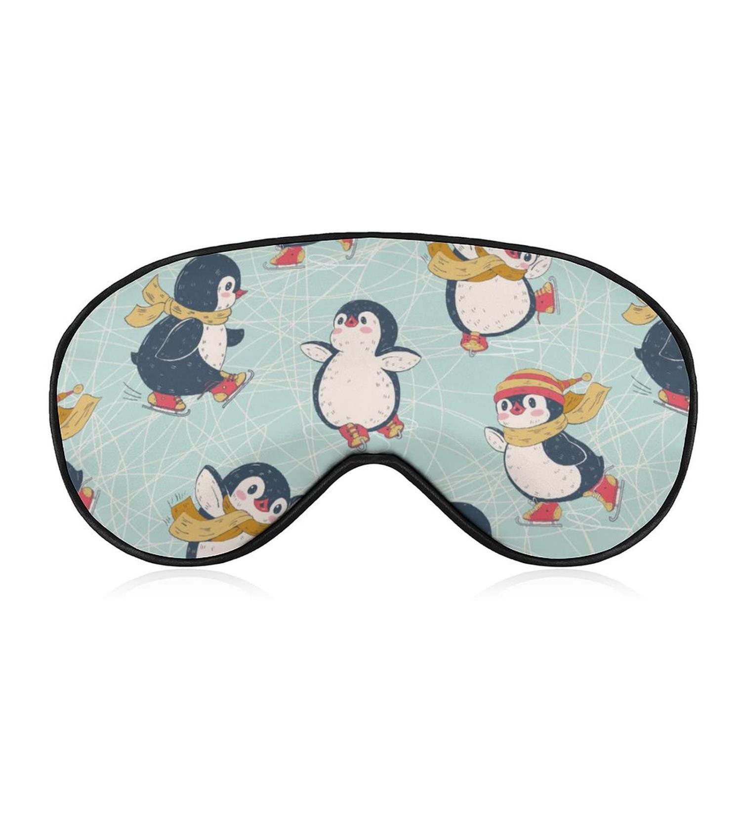 Penguins Winter Ice Skating Sleep Mask - Adjustable Strap Eye Cover for Sleeping, Blocks Light - Night Travel Nap Blindfold for Men and Women - Buy Online on GoSupps.com