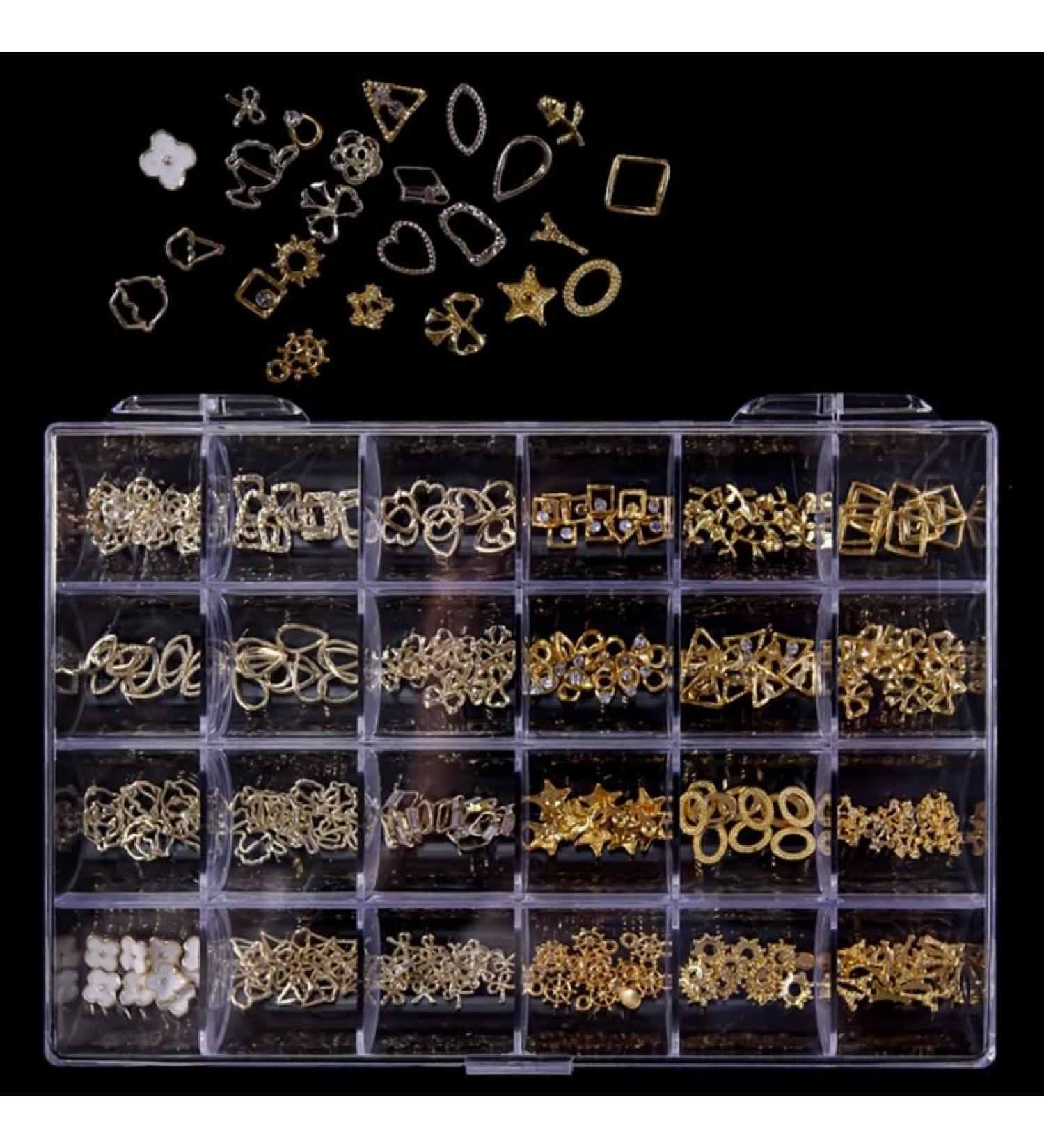 24 Grids Luxury 3D Nail Charms Studs Nail Rhinestones Gems Nail Art 3D Rhinestones Crafts Diamonds Crystal Jewels Stones Decorative Nail Element - Buy Online on GoSupps.com