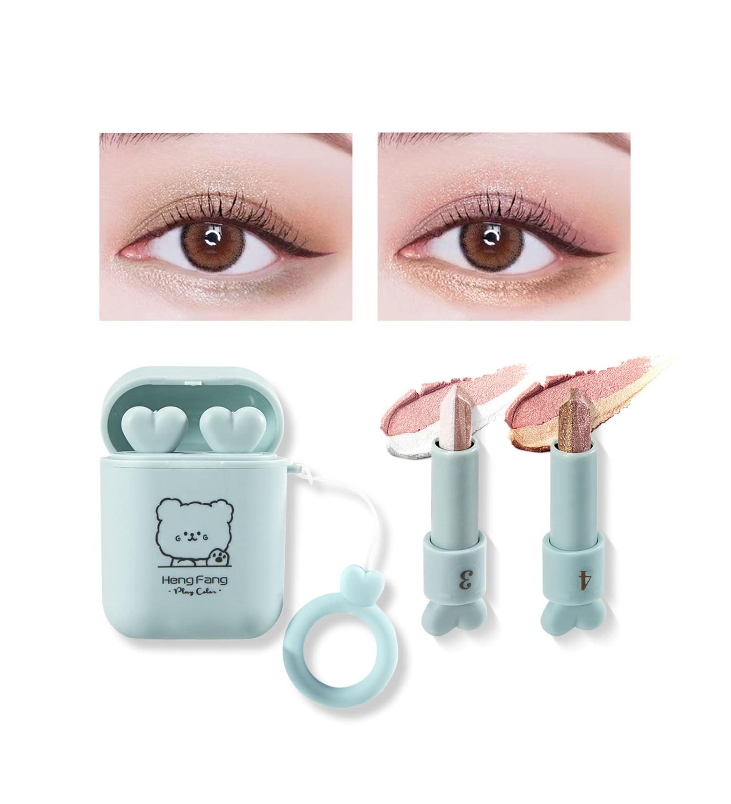 LAMUSELAND Glitter Eyeshadow Stick 2pcs/set - Matte Cream Nude Double Colors - High Pigment Long Lasting Makeup - Buy Online on GoSupps.com