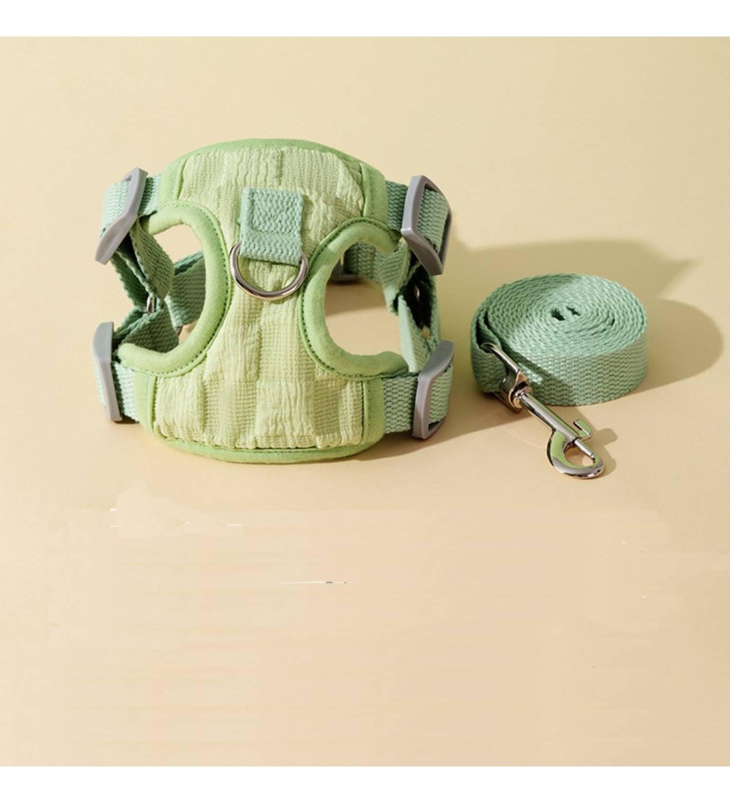 Fueegue Cat Harness with Leash Escape Proof Adjustable Soft for Cats and Dogs Puppy Harness Green Bubble Grid S