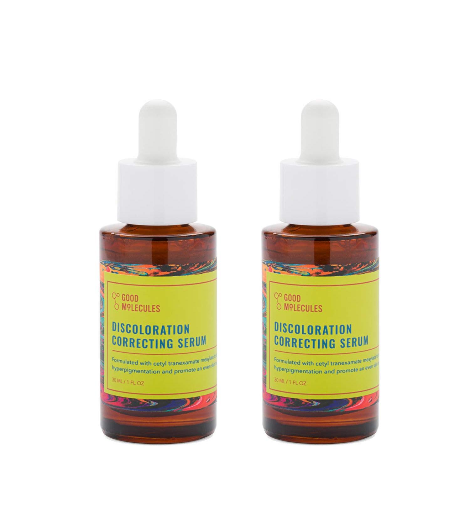 Good Molecules Discoloration Correcting Serum Set - Tranexamic Acid & Niacinamide - Fade Age Spots, Acne Scars, Hyperpigmentation - 2x1 oz - Buy Online on GoSupps.com
