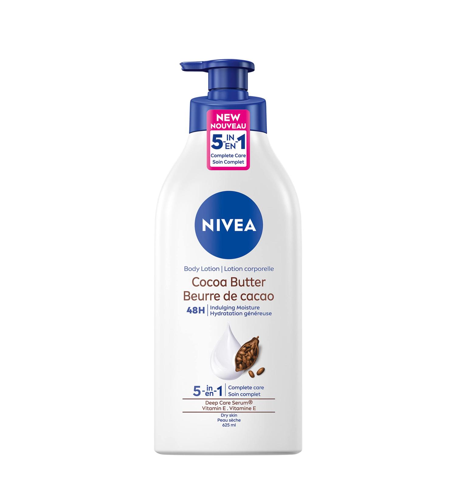 NIVEA Cocoa Butter Body Lotion | 48H Deep Moisturie |Daily Moisturizer | Light Non-greasy | with Cocoa Butter & Vitamin E | For Dry to very dry Skin | 625mL Pump Bottle - Buy Online on GoSupps.com