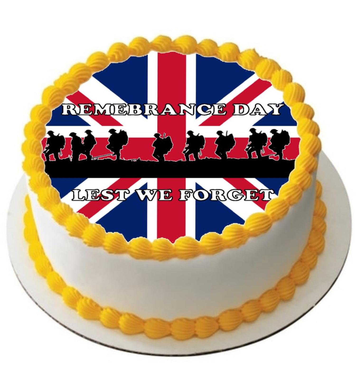 REMEMBRANCE DAY CAKE TOPPER 7.5" PREMIUM EDIBLE ICING UK GIFT LEST WE FORGET D5