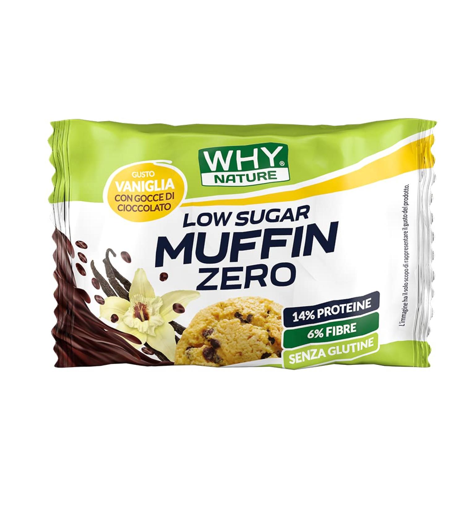  WHY NATURE WHY NATURE LOW SUGAR MUFFIN ZERO - Gluten-free protein muffins - Protein snacks - Vanilla flavor with chocolate chips - 27g - Buy Online on GoSupps.com