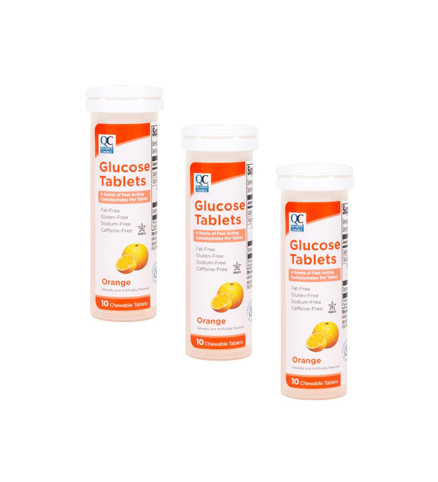 Quality Choice Fast Acting Glucose Tablets Orange Flavor 10 Count - Pack of 3 - Buy Online on GoSupps.com