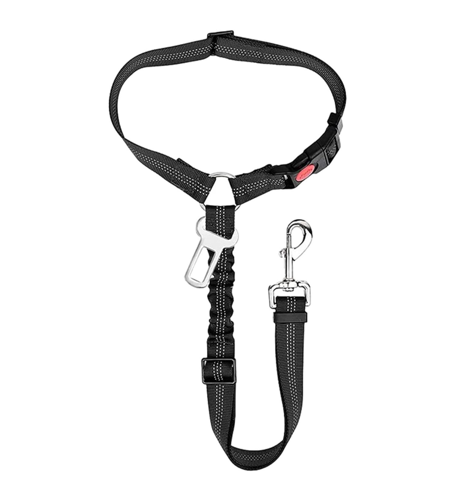 65-100cm Adjustable Dog Seat Belt for Cars UK Black Elastic and Crushioning Dog Car Harness with Headrest Safety Clip Durable and Heavy Duty - Buy Online on GoSupps.com