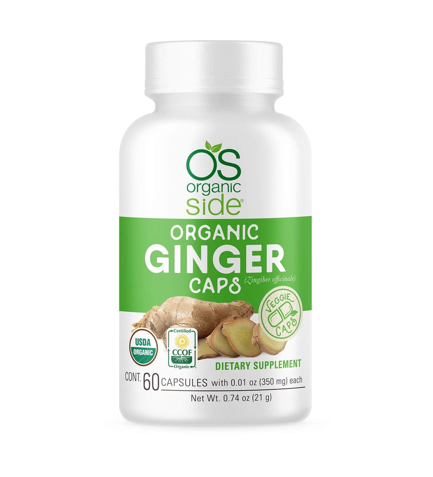OS Organic Side | Organic Ginger Capsules | Digestive Health Support | USDA Certified Organic Non-GMO Vegan | 60 Easy-to-Swallow Capsules for Natural Wellness - Buy Online on GoSupps.com