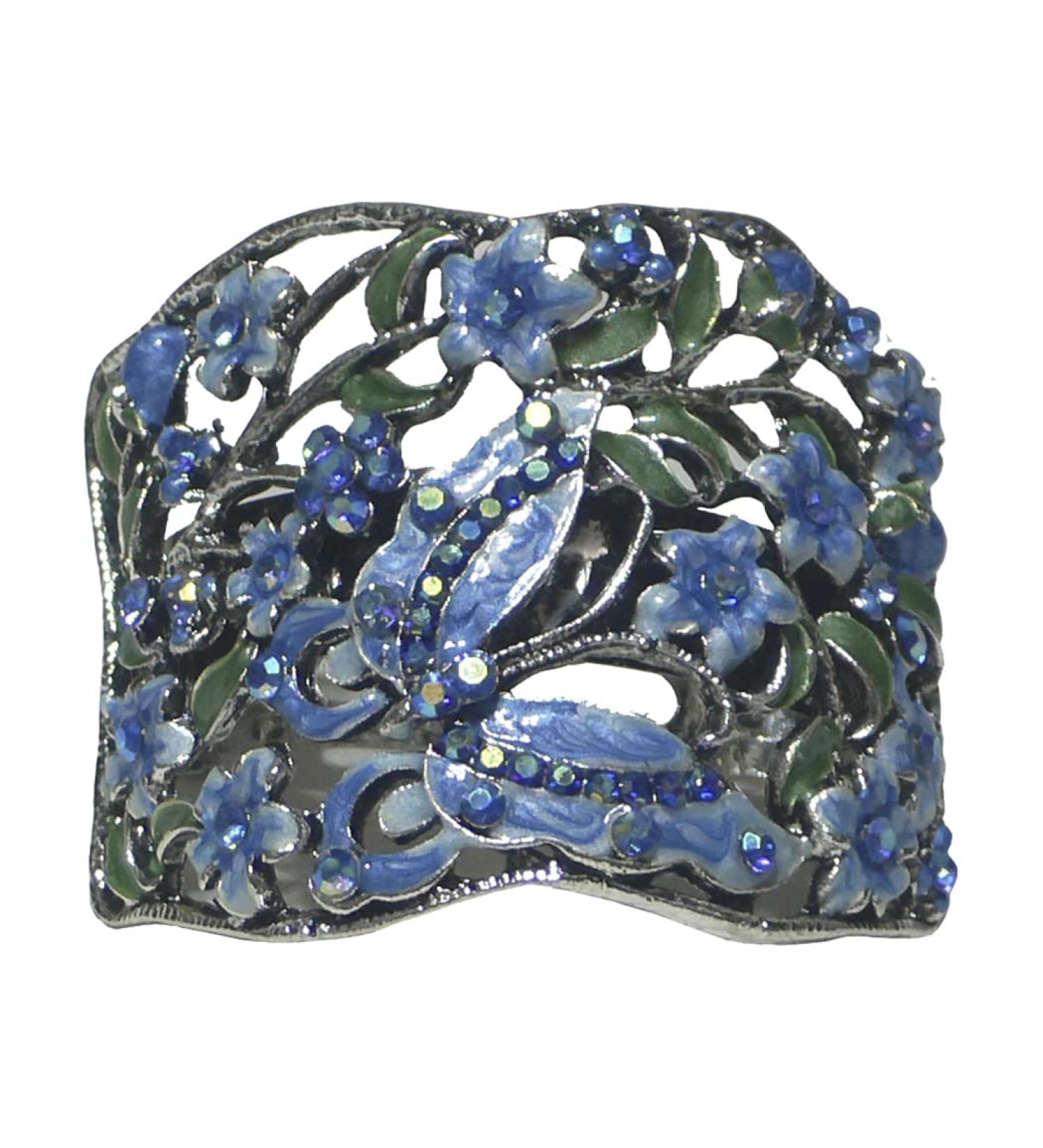 Crystal Butterfly Hair Holder Barrette - Stunning Ponytail Accessory for Women and Girls - YY86900-4sblue - Buy Online on GoSupps.com