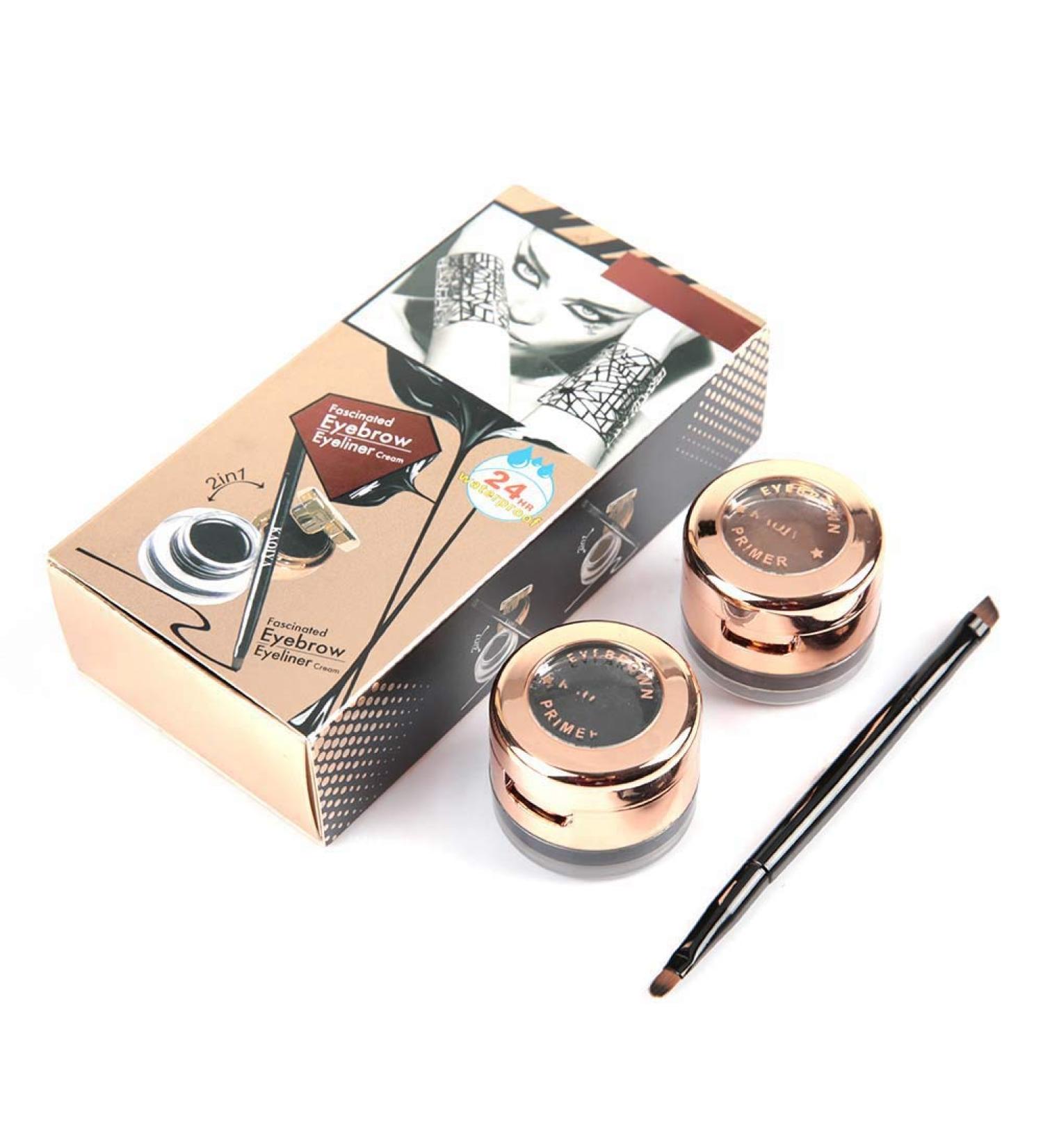2 in 1 Waterproof Eyebrow Pencil & Eyeliner - Durable Smoky Eyes Makeup Tool - Brown & Black - Buy Online on GoSupps.com
