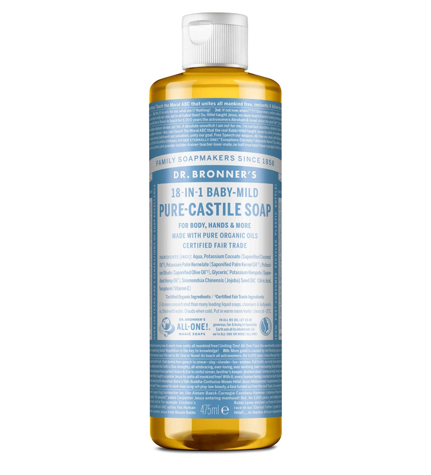 Dr. Bronner's - Pure Castile Liquid Soap Baby Mild 475 ml - Buy Online on GoSupps.com