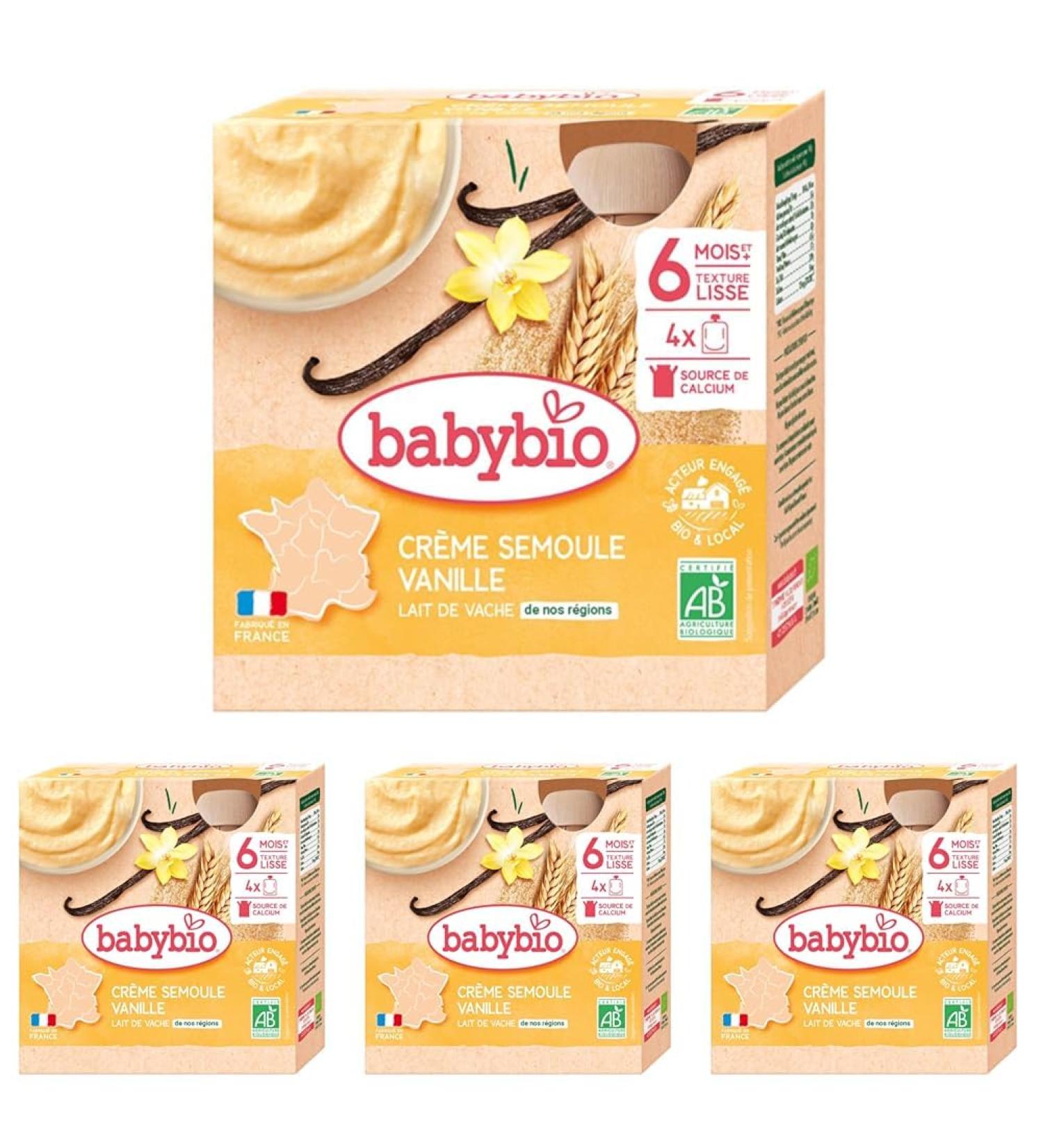 Babybio Gourde Cr me Semoule Vanille 6+ Mois 340 g (Lot de 4) 340g (Lot de 4) - Buy Online on GoSupps.com