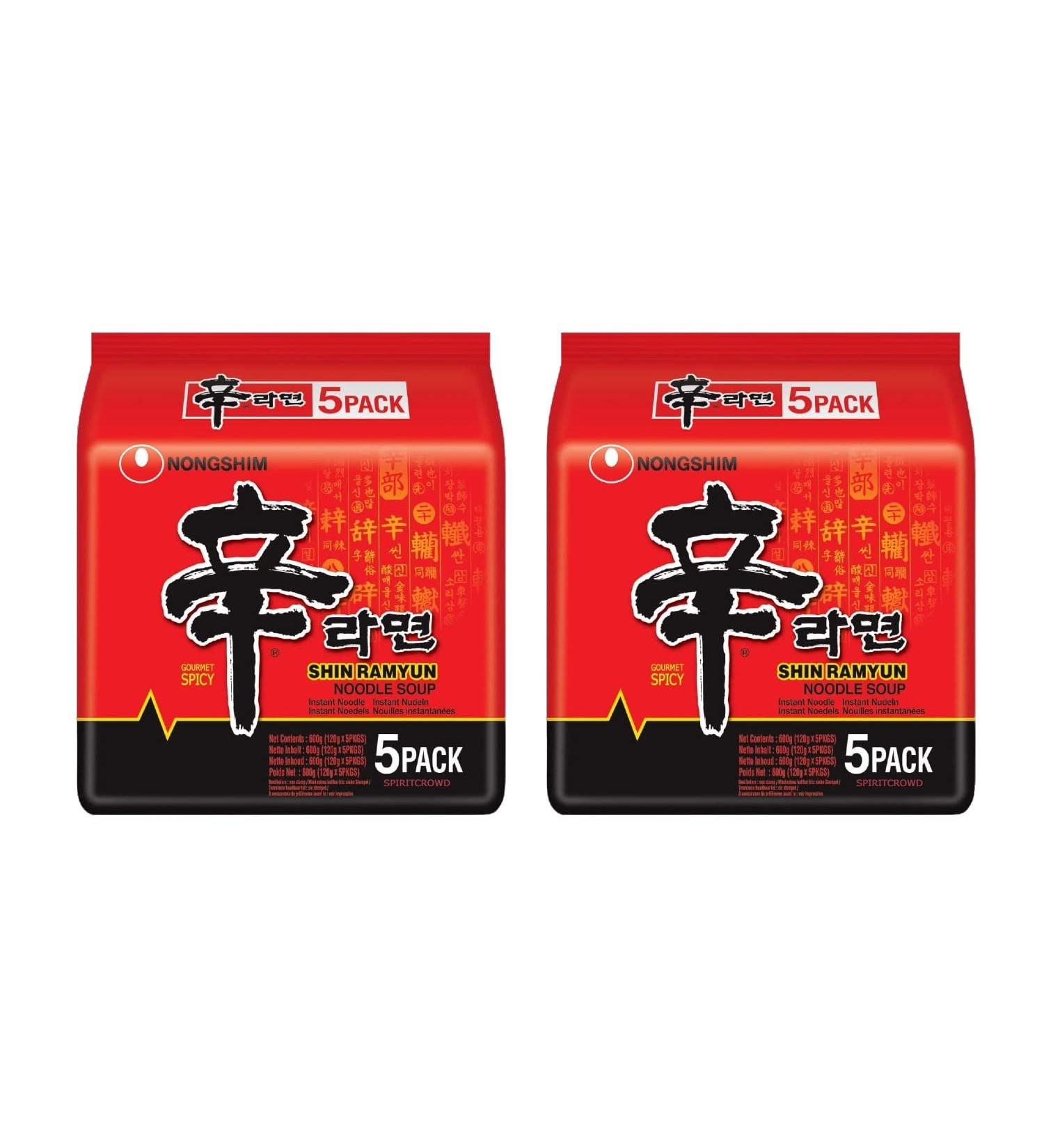 SPIRITCROWD Nong Shim Shin Ramyun Instant Noodle Soup Gourmet Spicy Korean Style Ramen Halal (Pack of 10) - Buy Online on GoSupps.com