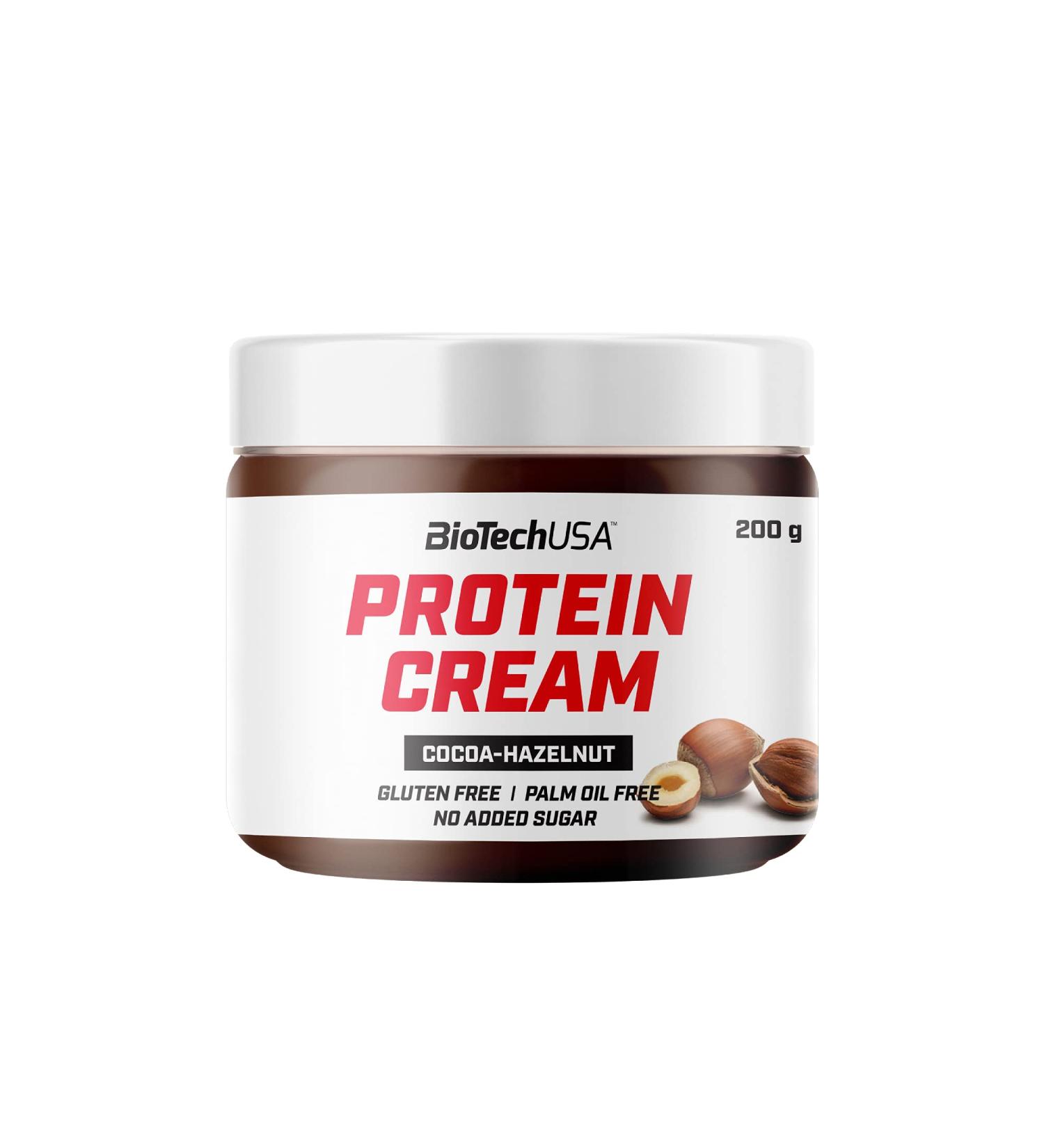 BioTechUSA Protein Cream | Riche en prot ines | Tartinade de cacao et de noisettes | Sans gluten | Sans huile de palme 200 g Cacao-noisettes Cacao-noisettes 200 g - Buy Online on GoSupps.com