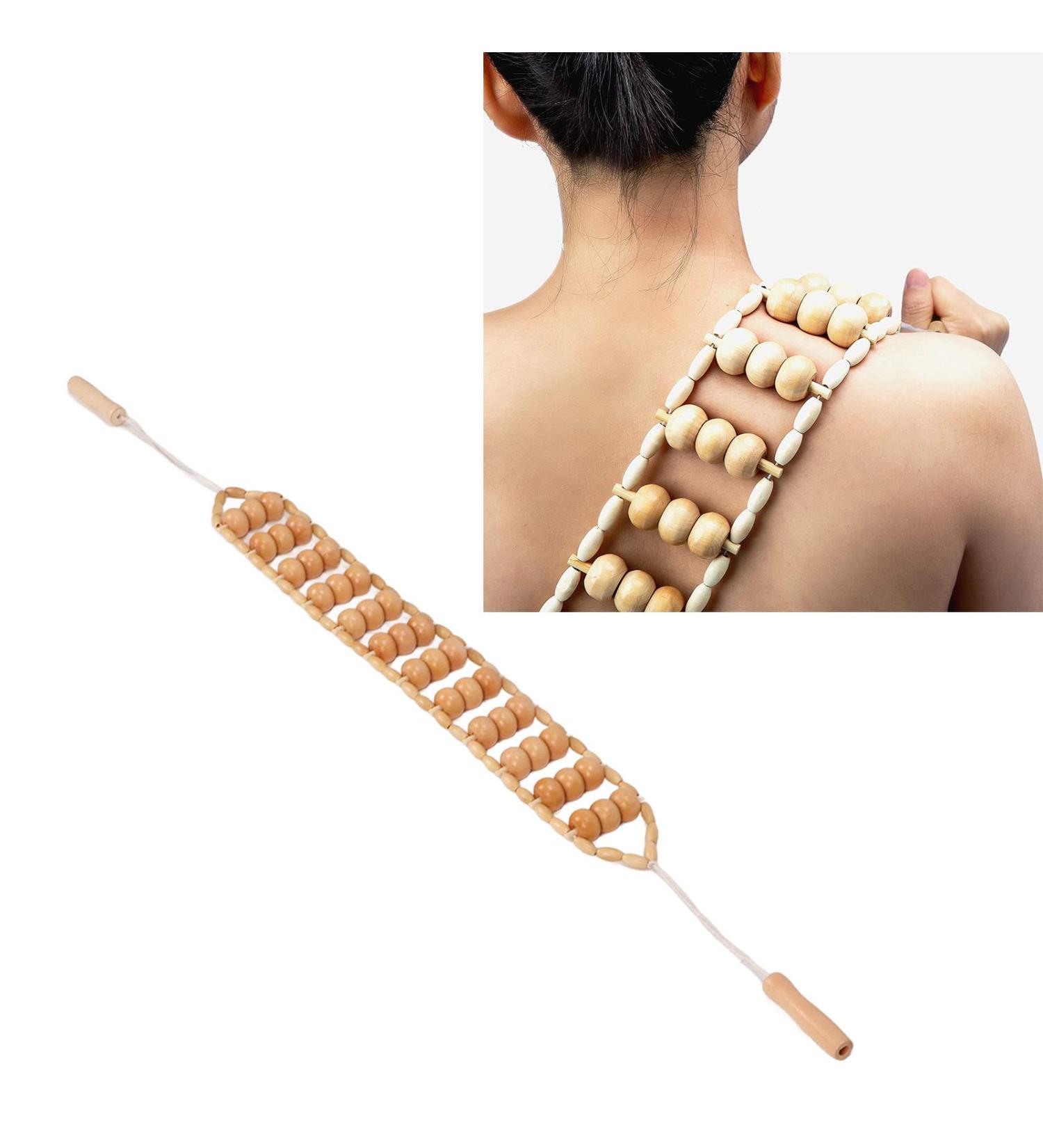 Wood Back Massage Device | Handheld Roller Therapy Tool for Neck Leg Waist & Shoulders - Natural Detox & Tiredness Relief - Buy Online on GoSupps.com