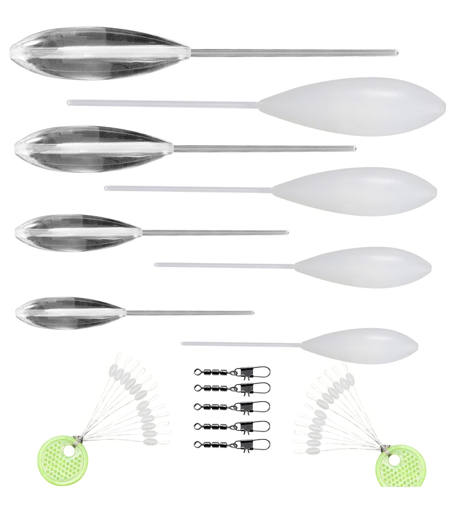 Njord Kalastus Sbirolino Set - 8 & 12 pcs | 4 Floating & 4 Falling Sbirolinos + 5 Triple Vertebrae & 20 Cord Stoppers - Ideal for Trout Fishing - Buy Online on GoSupps.com