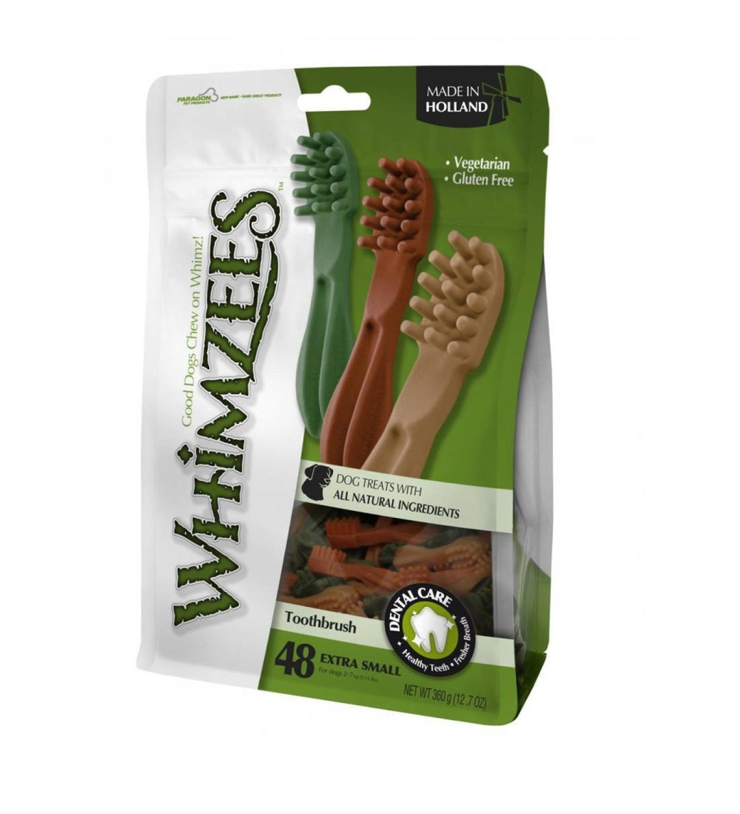 Whimzees Natural Dental Dog Treats Toothbrush Star X Small 1 x 48 Vegetable 320 g (Pack of 1)