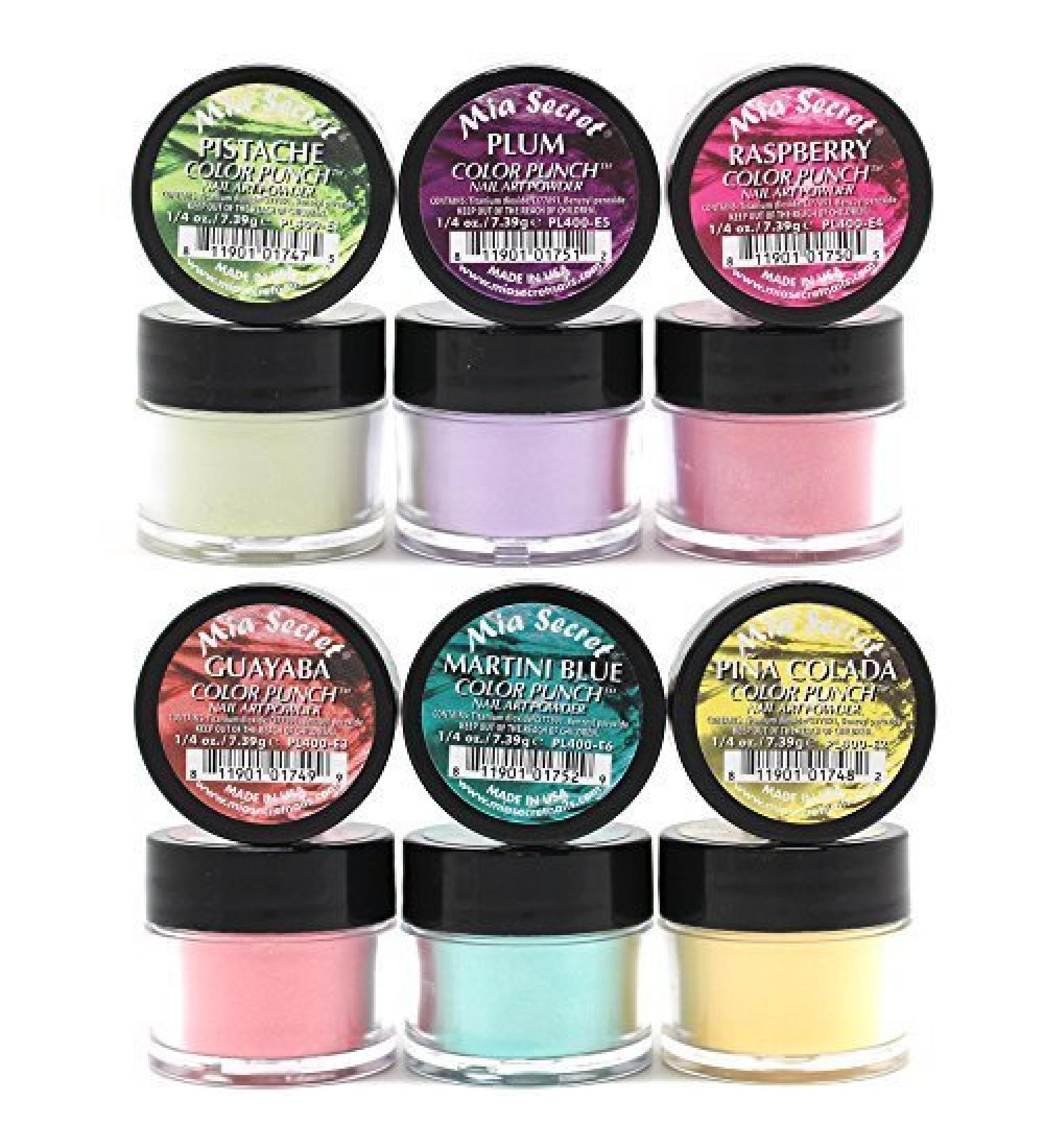 Mia Secret -Color Punch Collection Nail Acrylic Powder set of 6