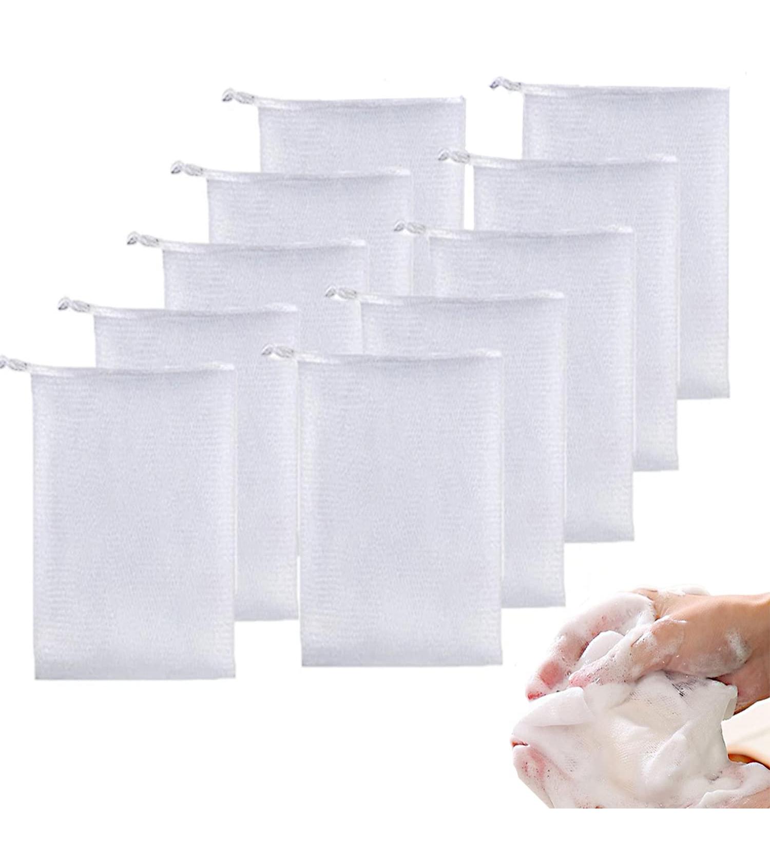 ELANE Handmade Soap Bubble Mesh Bags - 10 Pcs Exfoliating & Foaming Net Bags - Buy Online on GoSupps.com