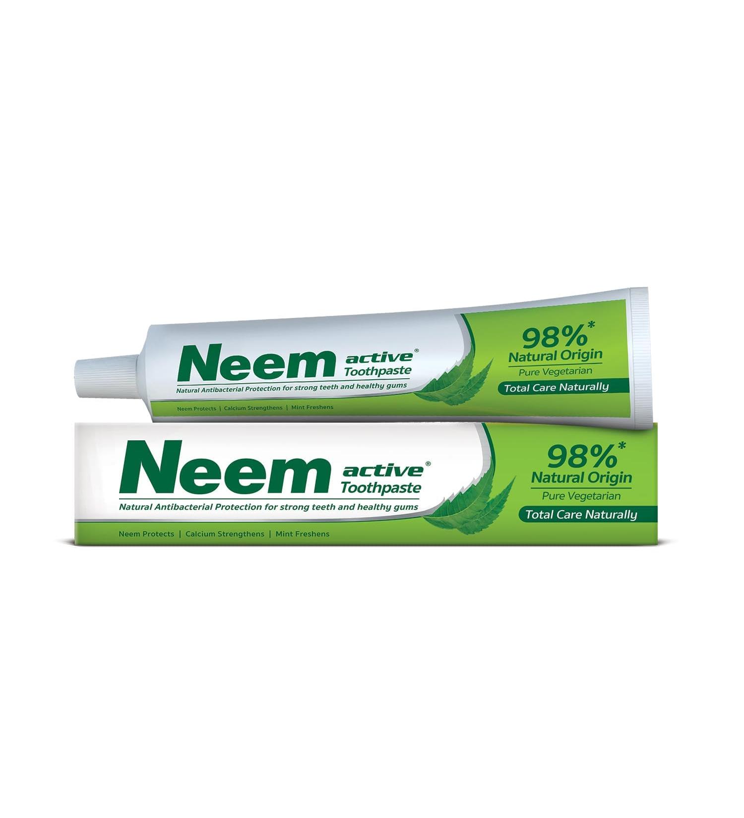 Kajal Neem Active Toothpaste 200g - With Natural Antibacterial Protection for Strong Teeth and Healthy Gums - Pure Vegetarian Alcium Strengthens Mint and Refreshes Mint (1) - Buy Online on GoSupps.com