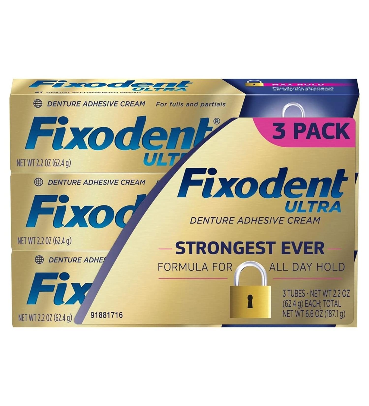 Fixodent Ultra Max Hold Dental Adhesive (2.2 oz. 3 pk.)