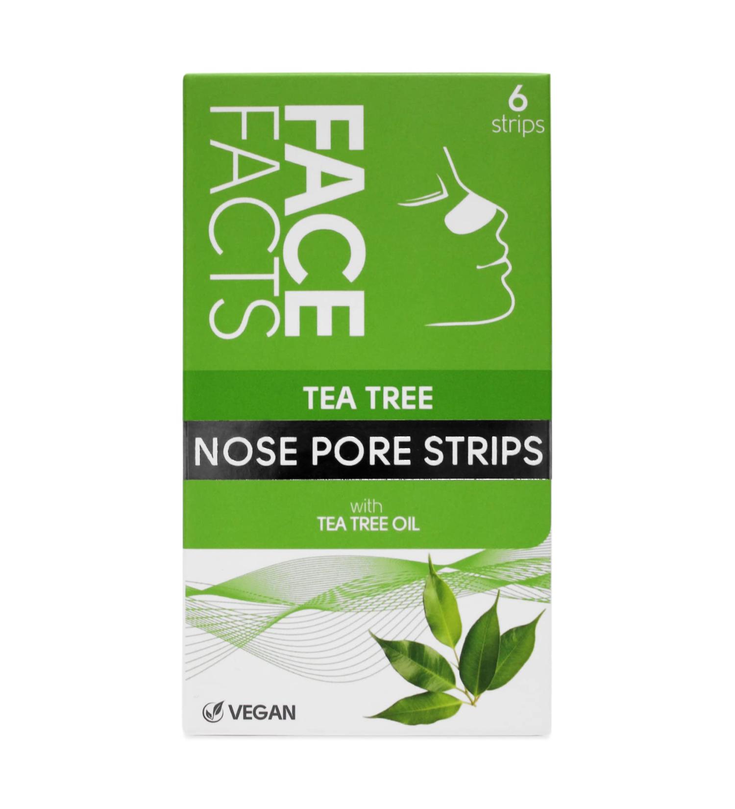 Face Facts Tea Tree Nose Pore Strips - Eliminate Blackheads with 6 Strips, Draws Out Impurities and Oils for Clear Skin - Buy Online on GoSupps.com