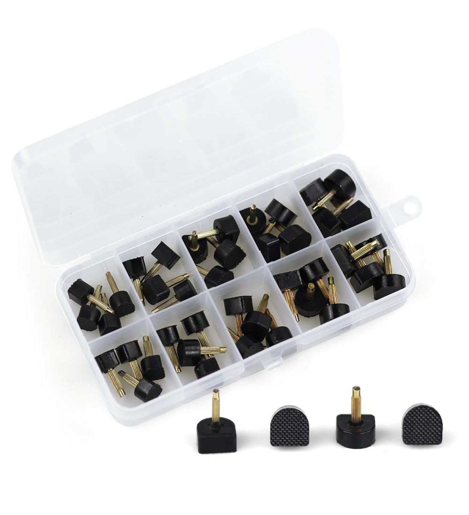 Black Heel Tips Caps Replacement Kit - 20 Pairs U-Shape Dowels with Nail Pins in Various Sizes - Buy Online on GoSupps.com