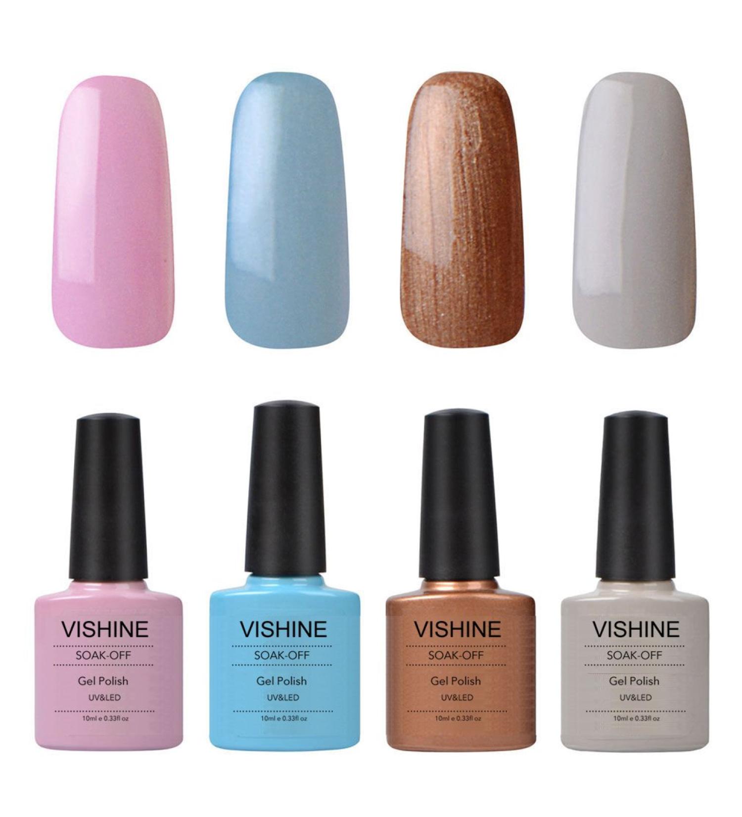 Vishine UV LED Soak Off Gel Nail Polish Manicure 4 Pcs 10ml Shiny Colors Nail Art Kit C105