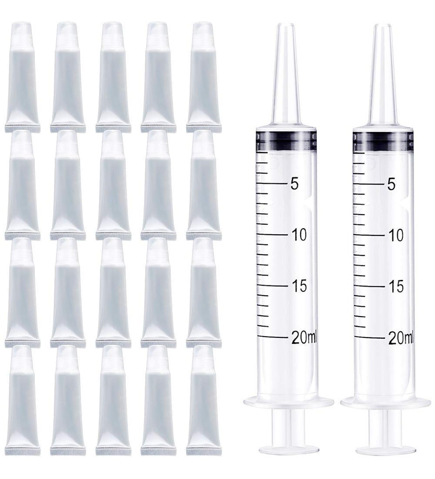 20Pcs Refillable 10ml Mini Clear Lip Gloss Containers for DIY Balm with Syringe - Buy Online on GoSupps.com