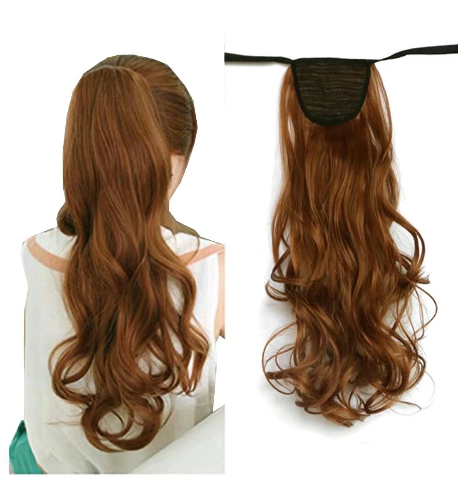 iLUU Nature 20 Inch 90g Curly Wavy 30J Fashion Blonde Wrap Ponytail Hair Extensions Ponytail Long Synthetic Party Cosplay - Buy Online on GoSupps.com