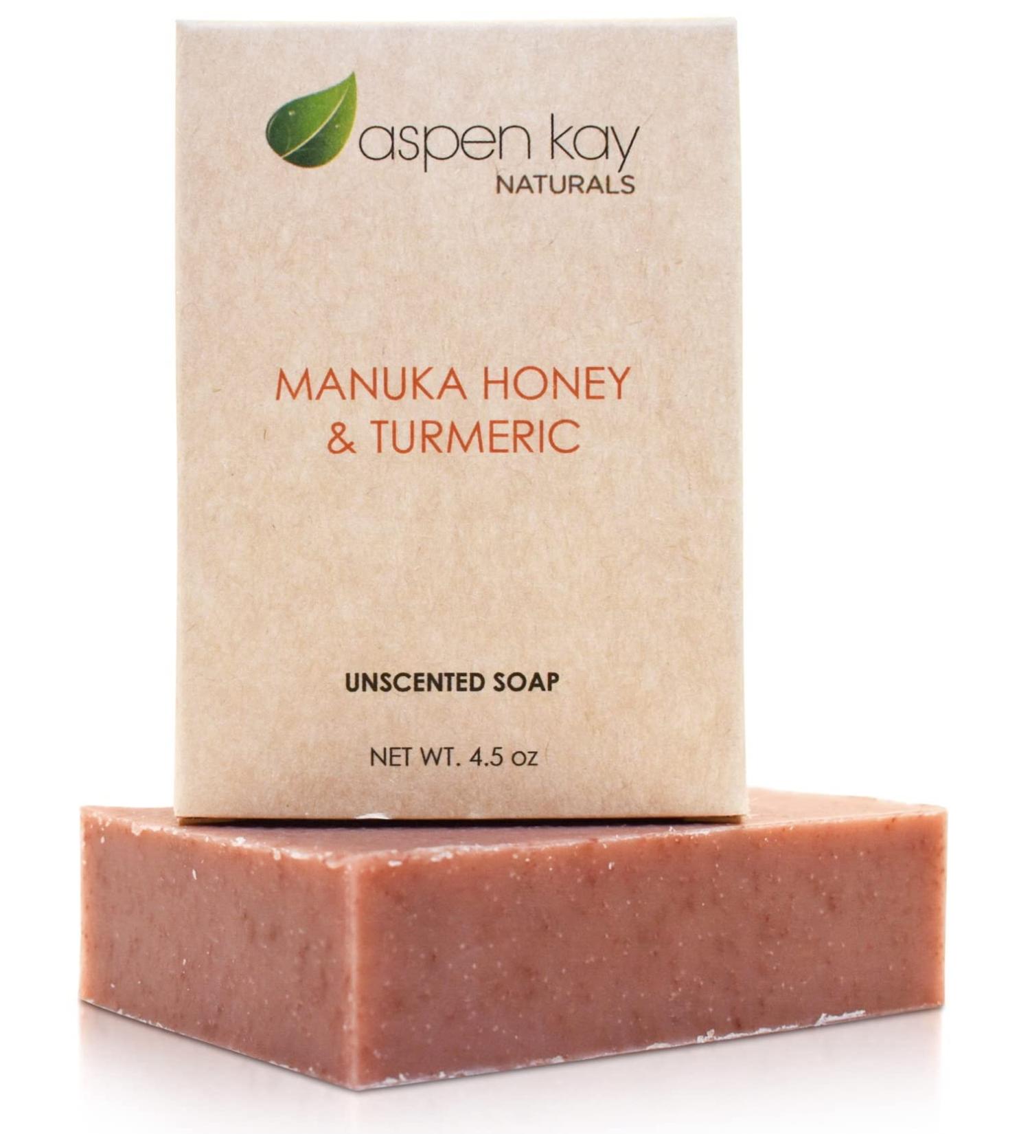 Aspen Kay Manuka Honey & Turmeric Unscented Soap Bar - Natural & Organic Ingredients for All Skin Types - Face & Body Soap for Women & Men - Buy Online on GoSupps.com