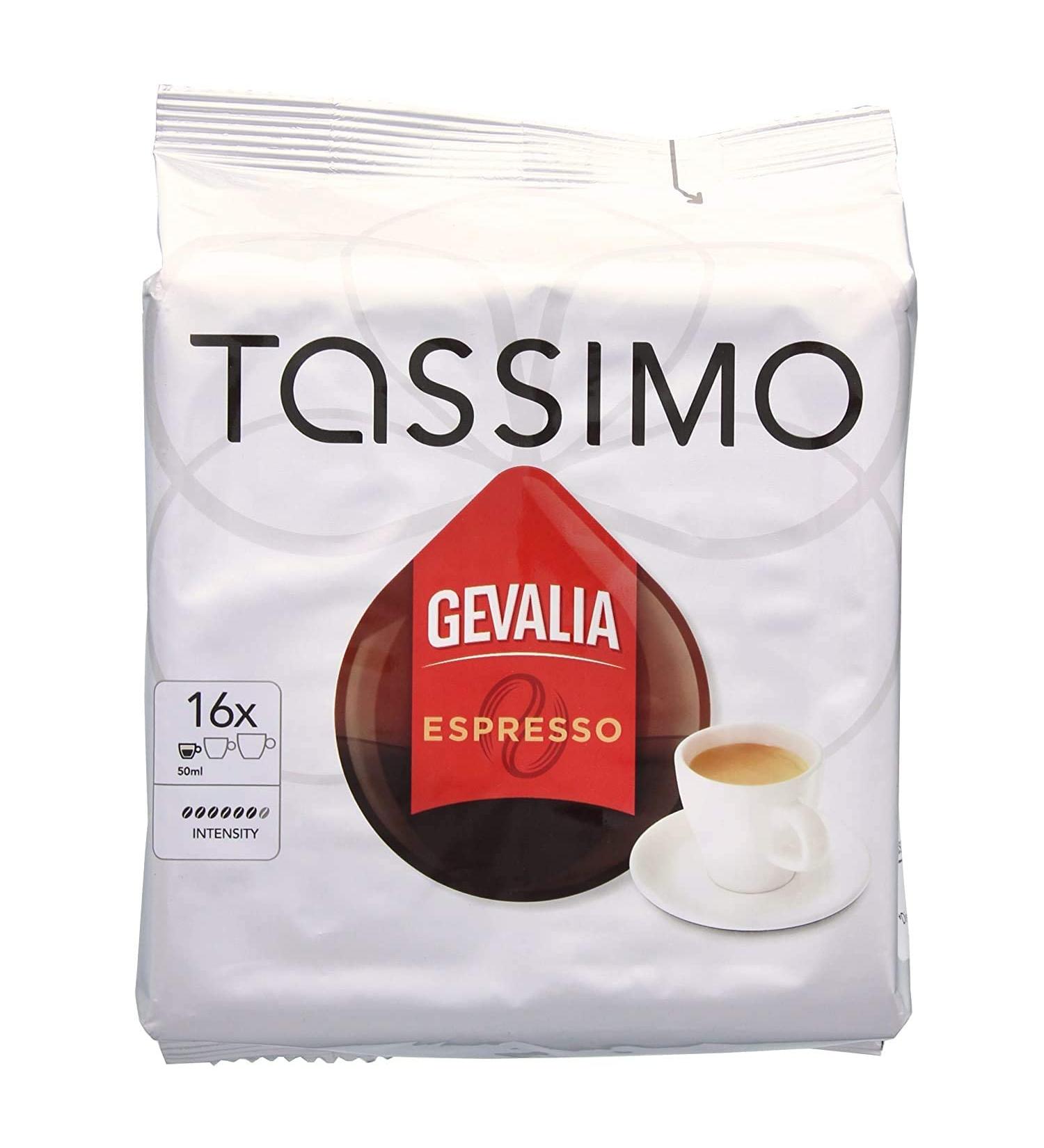 Tassimo Gevalia Kaffe Espresso Coffee T-Discs - 80 T-Discs, Pack of 5, 16 Count Each - Buy Online on GoSupps.com