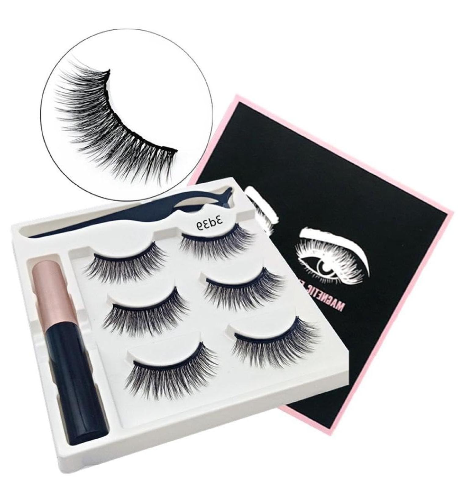 Magnetic Eyelashes And Eyeliner Kit 3 Pairs Reusable Magnetic Lashes With Eyeliner 3D Natural Look False Eyelashes Magnetic Eyelashes Natural Looking Lashes - Buy Online on GoSupps.com