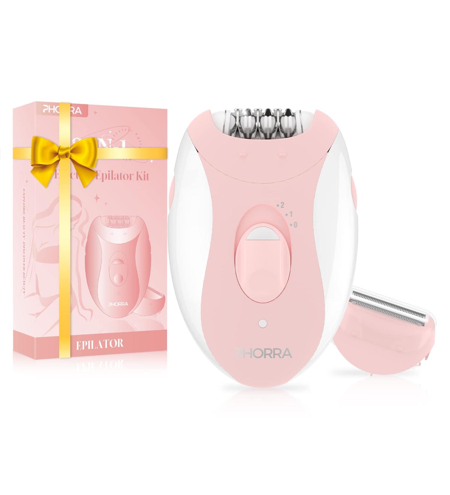 2 in 1 Epilator Hair Removal with Electric Razor - Cordless Tweezers for Women - Portable and LED for Legs, Arms, Armpits - Buy Online on GoSupps.com