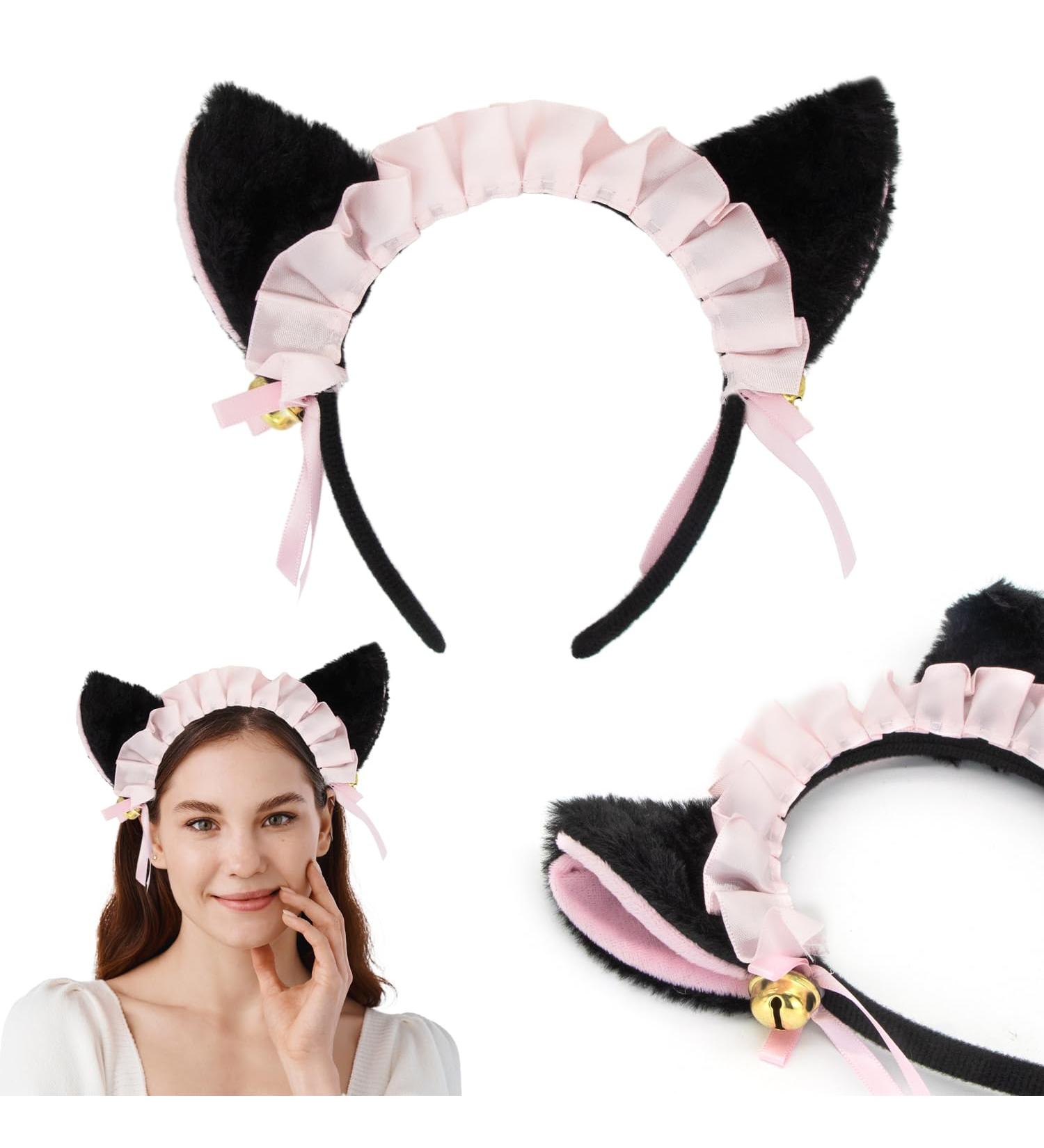 CHEERYMAGIC Cat Ears Headband Soft Furry Cat Ear Hairband with Bells and Bowknot Cute Animal Hairband Cosplay Cat Costume Hair Accessories for Women Girls Halloween Christmas Party Supplies A7HBMEFG - Buy Online on GoSupps.com