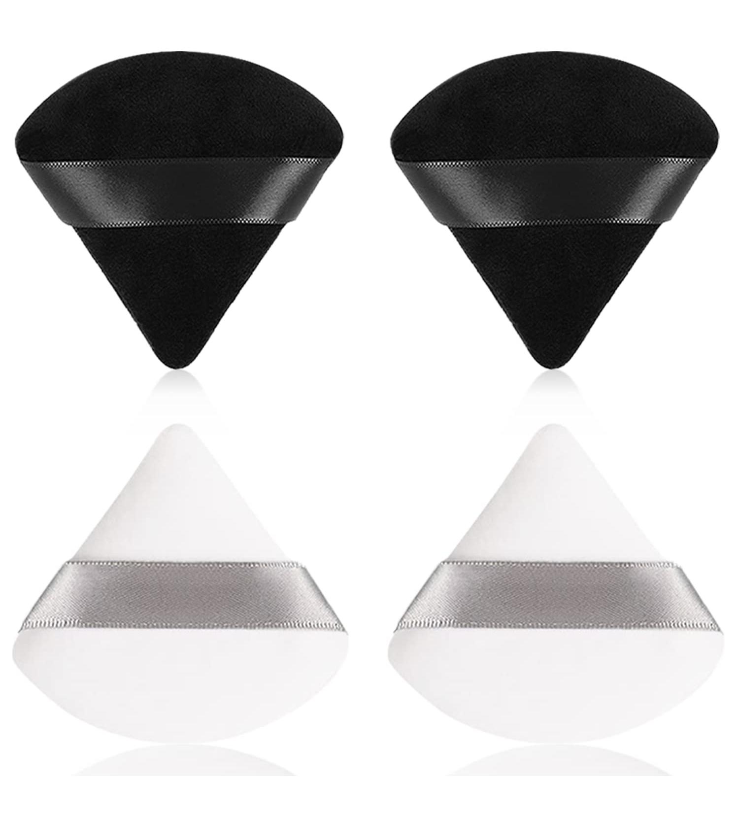 4-Piece Soft Velour Triangle Powder Puff Set for Makeup - Black & White - Buy Online on GoSupps.com