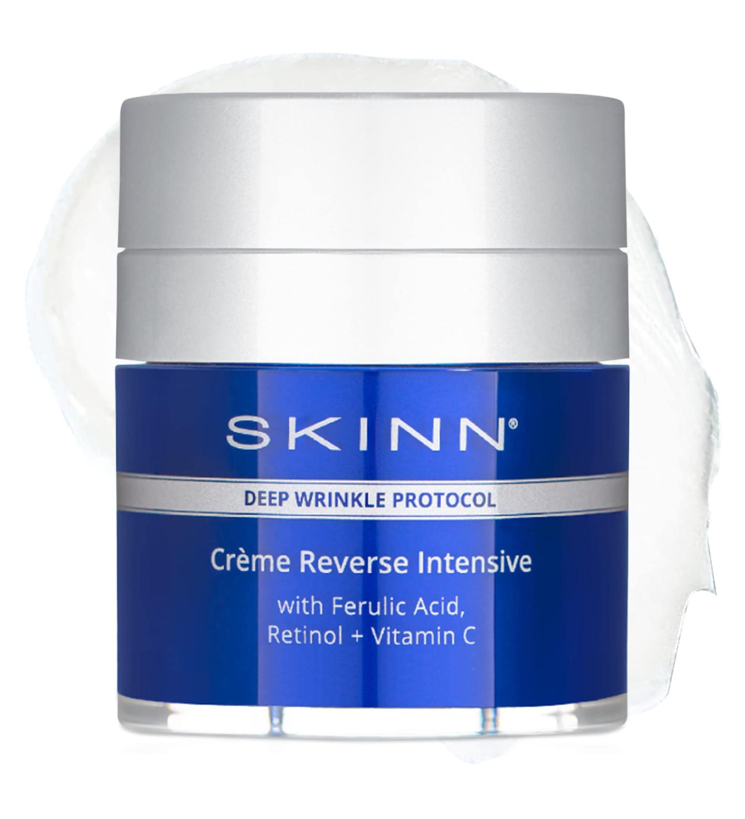SKINN Cr me Reverse with Ferulic Acid, Retinol & Vitamin C - Anti-Aging Cream with Hyaluronic Acid for Wrinkle Reduction & Skin Plumping - Buy Online on GoSupps.com