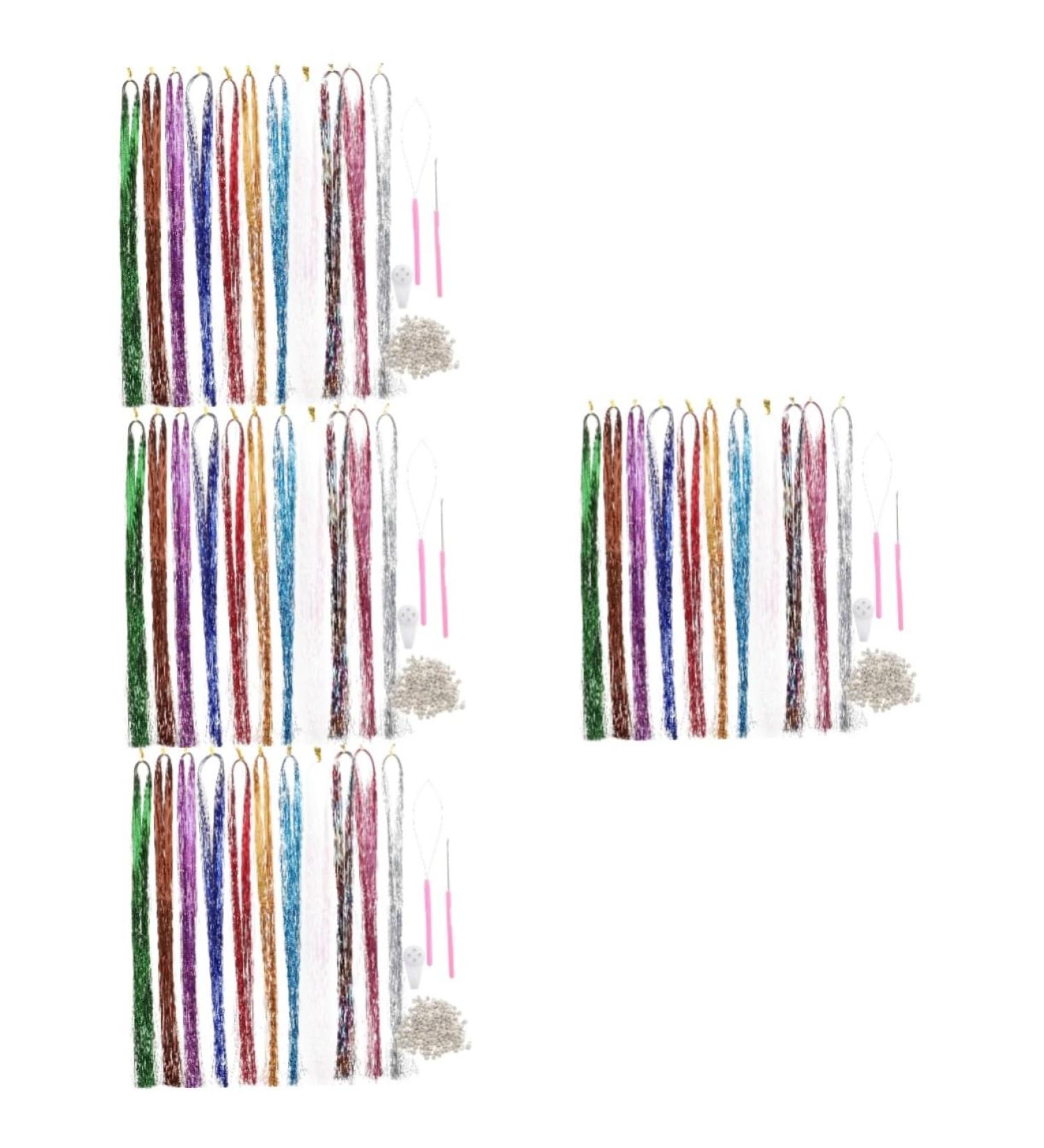 FRCOLOR 4 Sets Hair Extensions Hair Extensions Clips Hair Tinsel Hair Accessories for Women Crochet Sets Hair Tinsel Kit Hair Tinsel Strands Braid Hair Tinsel Tinsel - Buy Online on GoSupps.com