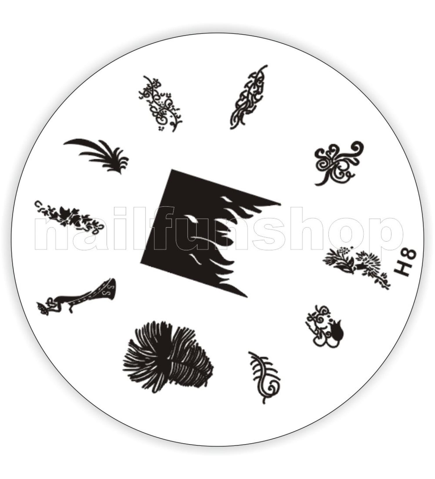 Stamping stencil H8 - flowers ornaments French full cover flames etc.