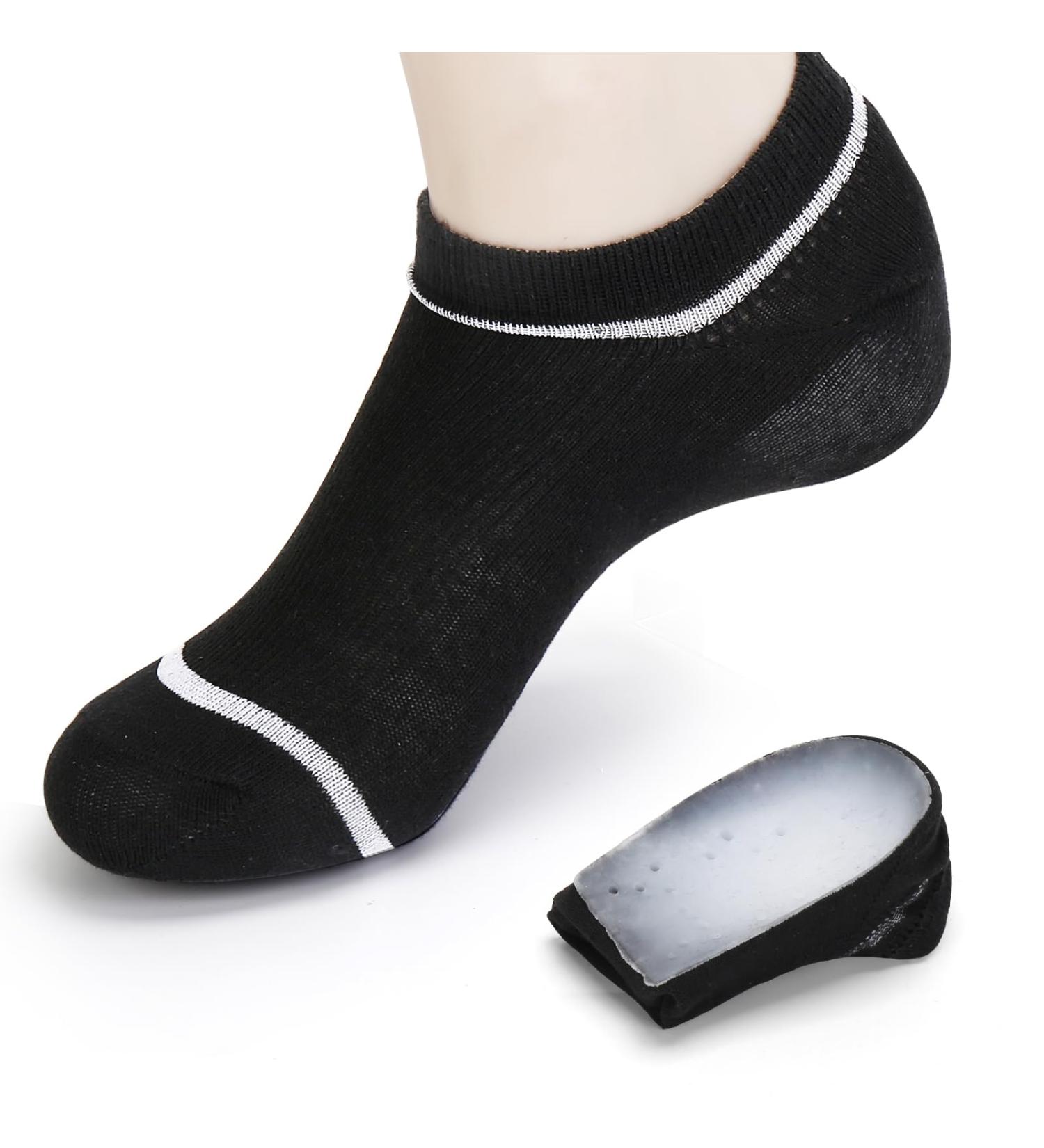 Invisible Height Increase Insoles with Non-Detachable Socks - 2-in-1 Heel Lift Inserts 1.4 Inch Cushion for Men & Women Black - Buy Online on GoSupps.com