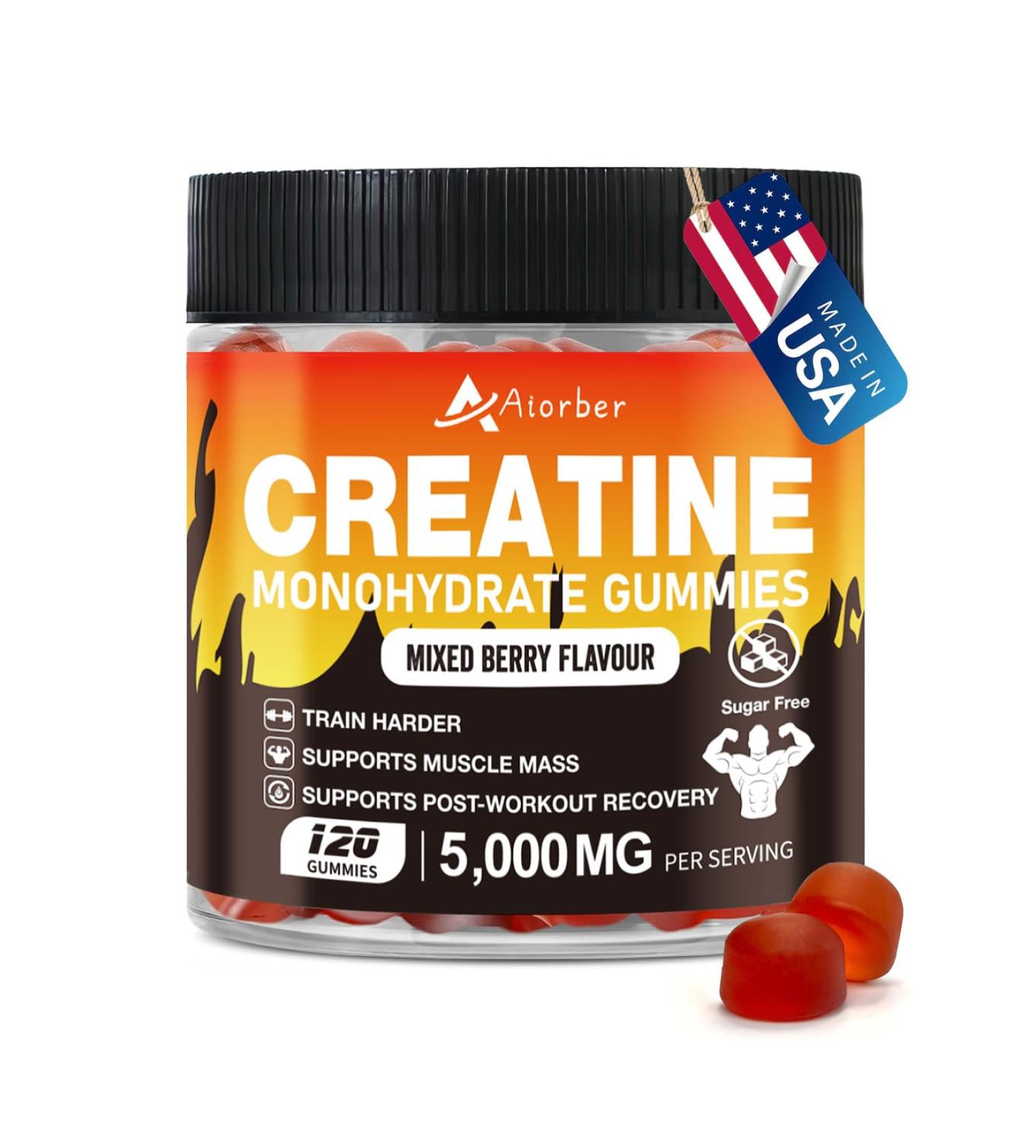 Buy Creatine Monohydrate Gummies for Men - 5000mg Mixed Berry Supplement 120 Gummies - Boost Performance & Recovery - Buy Online on GoSupps.com