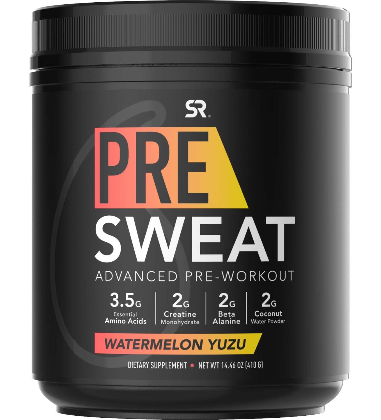 Sports Research Pre-Sweat Advanced Pre-Workout - Watermelon Yuzu 14.46 oz (410 g) | Energy & Endurance Boost - Buy Online on GoSupps.com