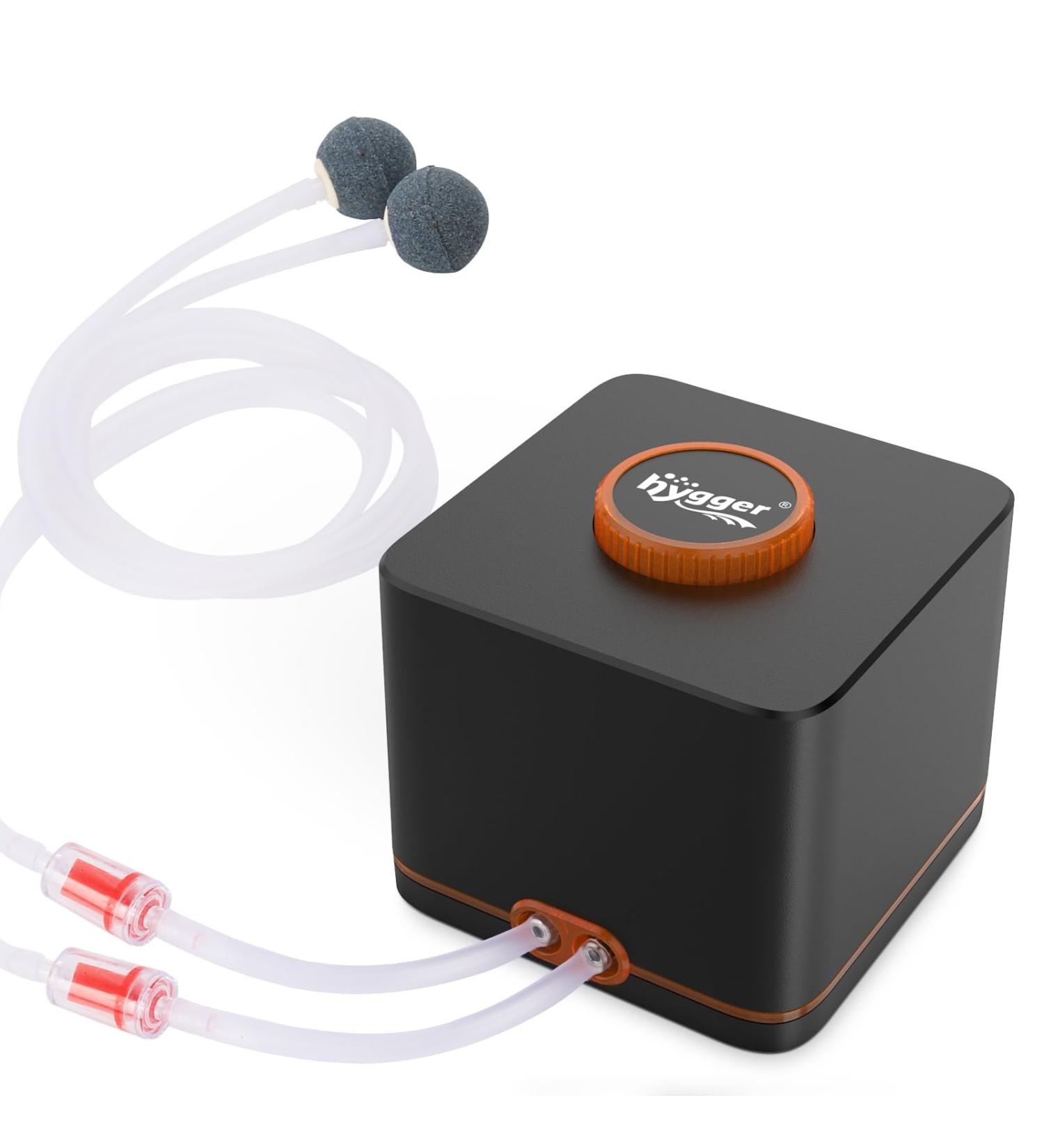 Hygger Extremely Quiet Aquarium Air Pump 11W - Dual Outlets Adjustable Oxygen Pump for Tanks Up to 2200L - Buy Online on GoSupps.com