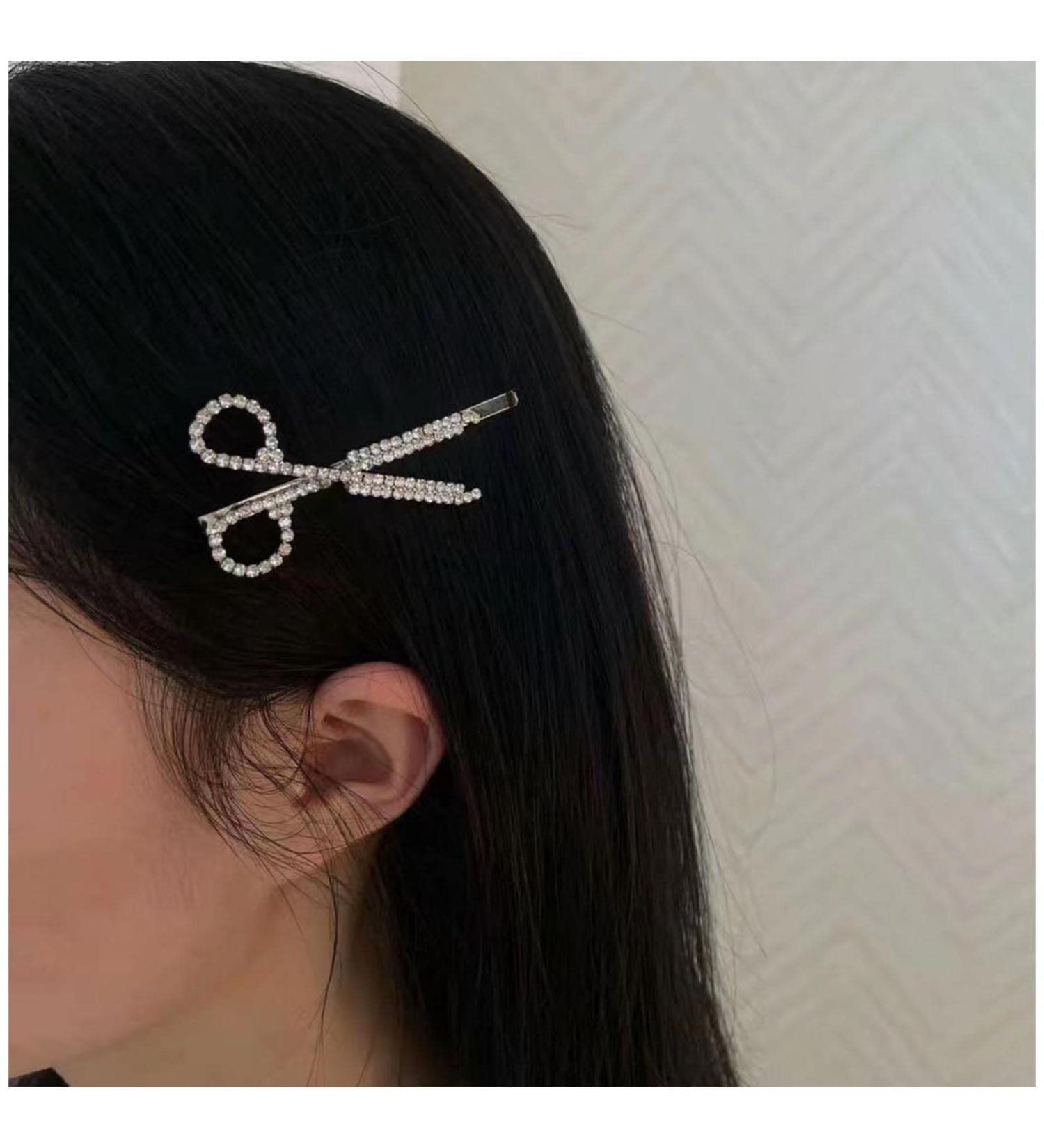 Yheakne Vintage Crystal Hair Clip Pin Silver CZ Scissors Hair Pins Clip Rhinestone Hair Clip Hair Pin Shiny Crystal Headwear Decorative Bobby Pins Headpiece Metal Hair Accessories for Women - Buy Online on GoSupps.com