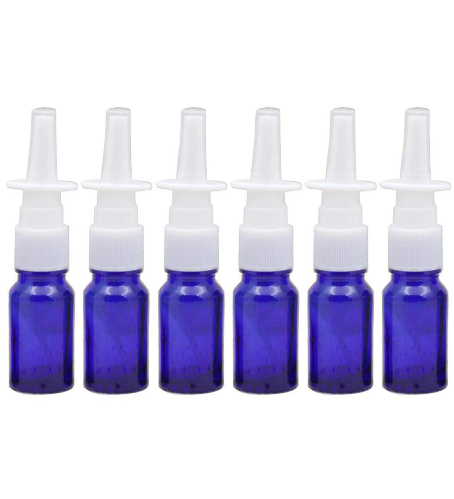 Happyupcity 10ml Refillable Glass Nasal Spray Bottle - Fine Spray Atomizer for Colloidal Silver Essential Oils & Cosmetics - 6 Pack Blue | International Shipping - Buy Online on GoSupps.com