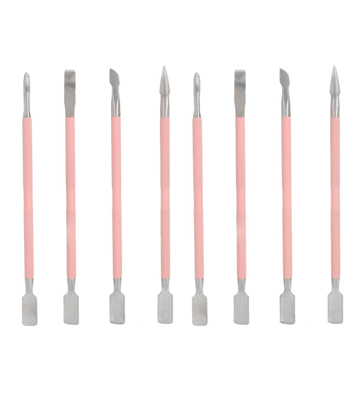 HUSHUI Cuticle Pusher Tool Kit 2 Set Dual Sided Nail Cuticle Cleaner Tool Stainless Steel Remove Nail Dirt Spoon for Manicure Pedicure - Buy Online on GoSupps.com