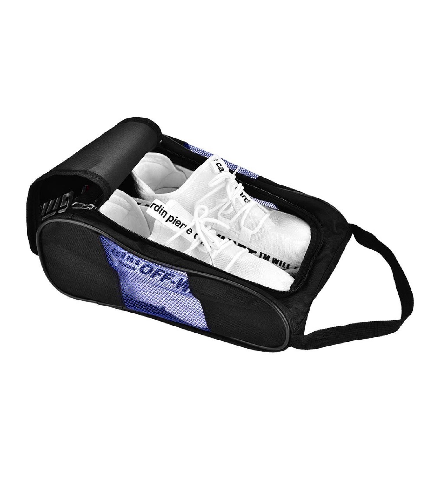 Portable Gulf Shoe Pocket - Ventilated Sport Carrying Bag for Golf & Tennis - Black & Blue - Buy Online on GoSupps.com