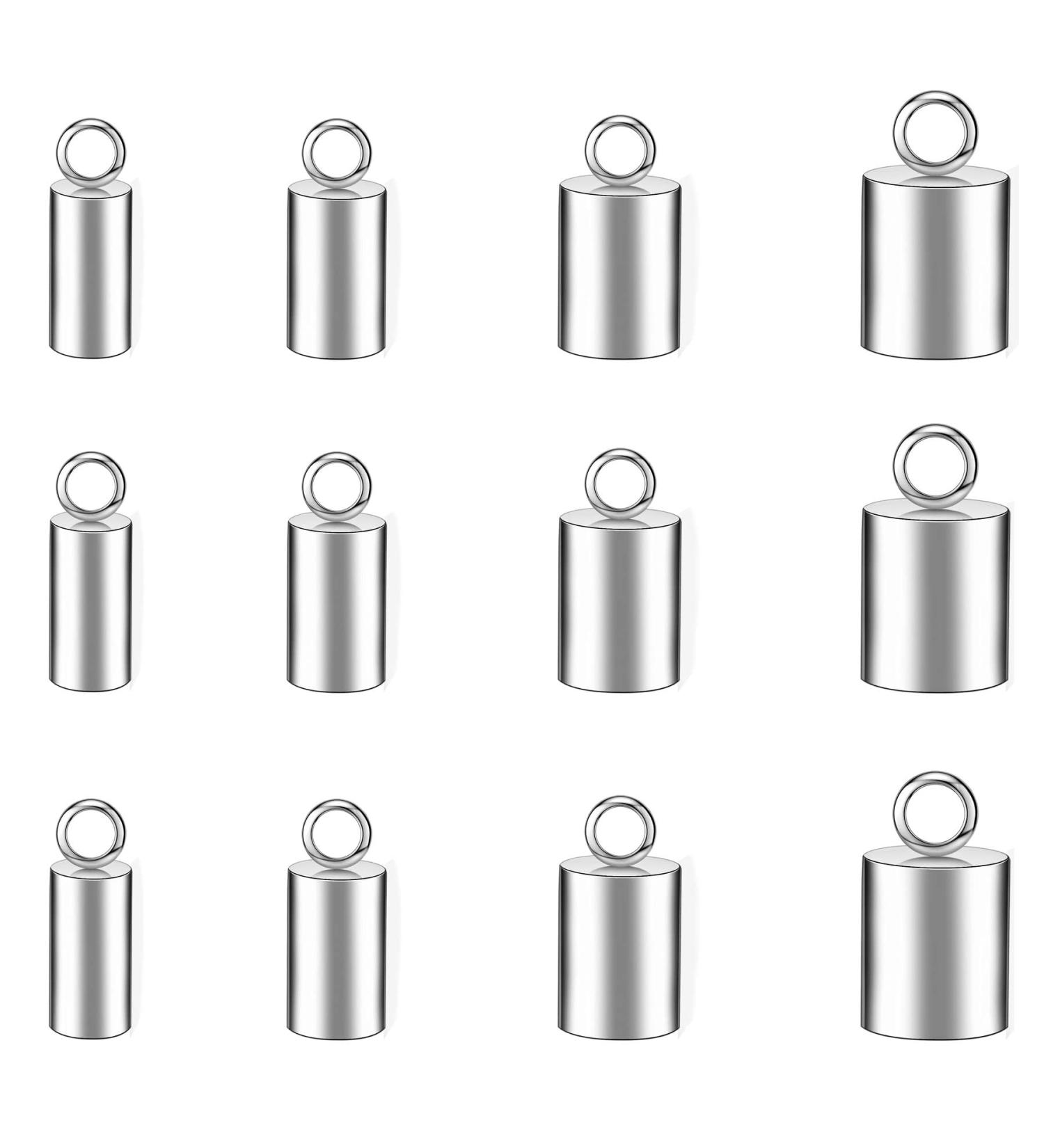 60pcs Stainless Steel Cord End Caps Set for Jewelry Making - 2mm, 3mm, 4mm, 5mm Inner Diameter Smooth Terminators - Cord Findings Kit 0306 - Buy Online on GoSupps.com