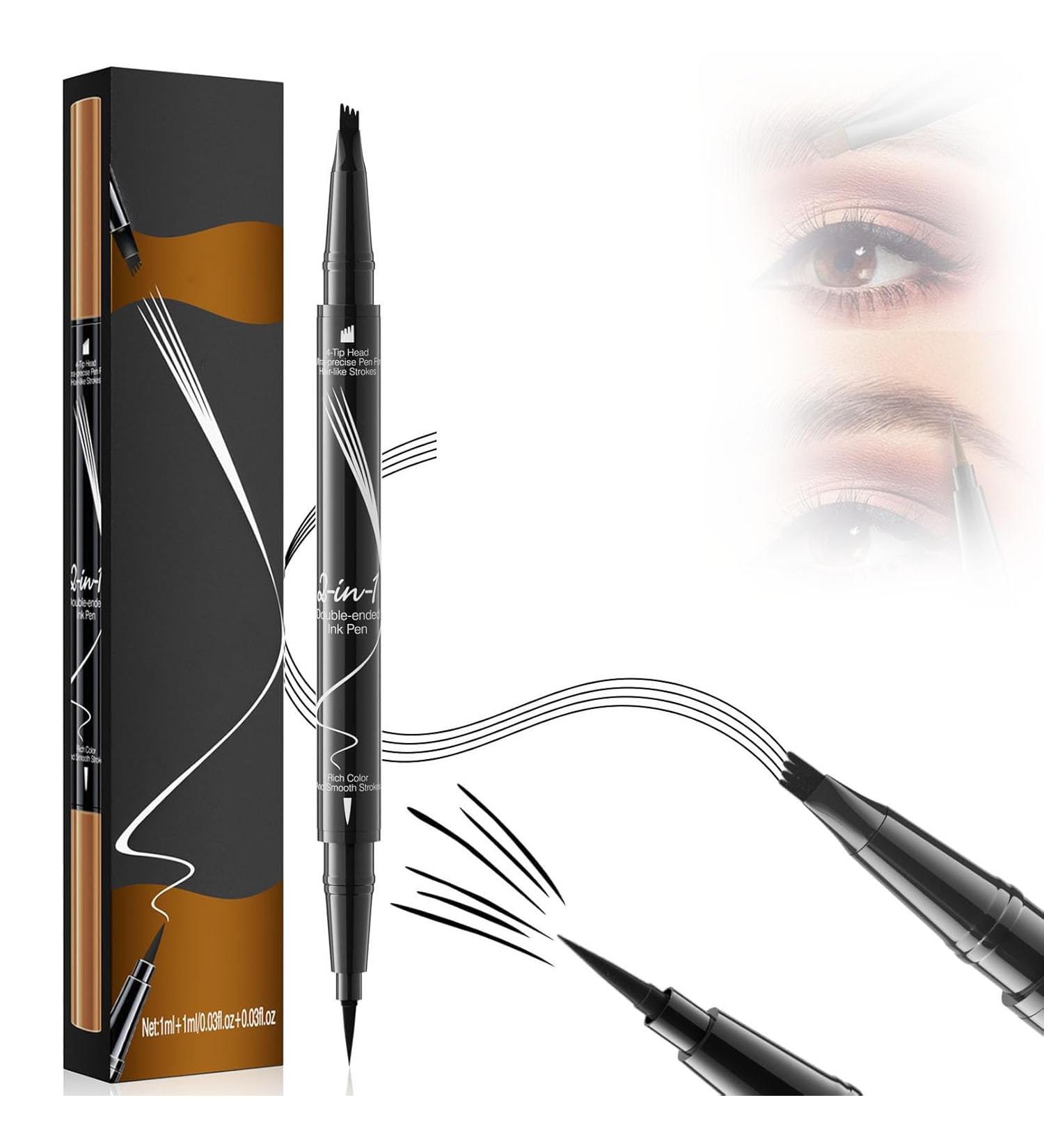 Trailott Eyebrow Pen Hellokiss Microblading Eyebrow Pen Hellokiss Liquid Eyebrow Pen Bulletboard 2-in-1 Waterproof Eyebrow Pen Eyebrow Contouring Pen 4-Tip Magic Eyebrow Pencil (Black) - Buy Online on GoSupps.com